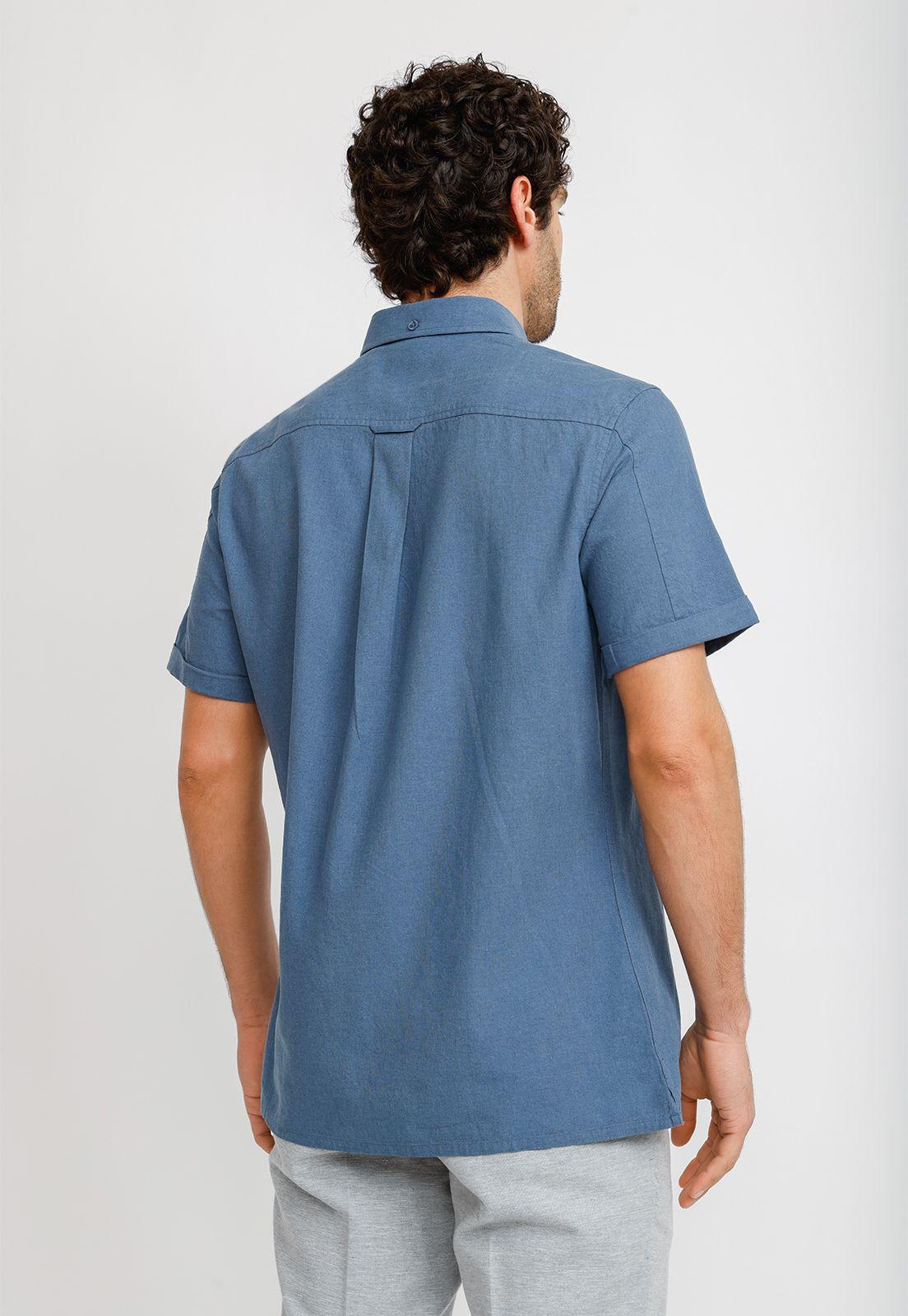 Camisa Lino Algodón Boris Azul-1