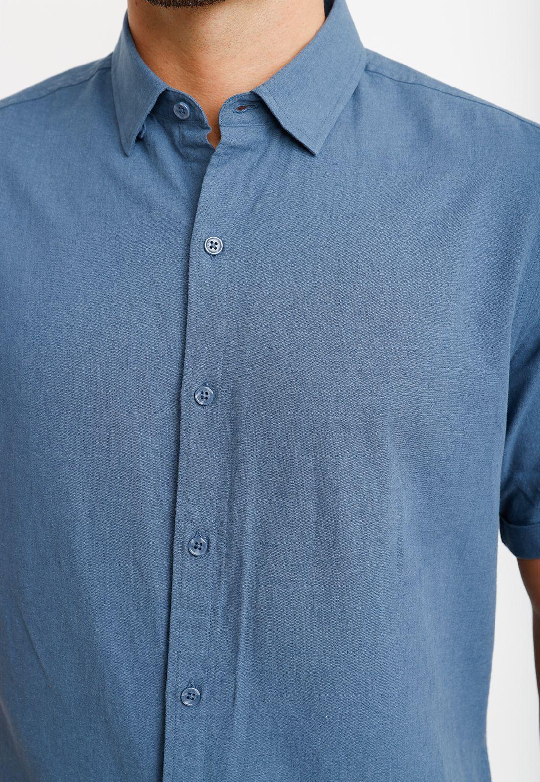 Camisa Lino Algodón Boris Azul-2