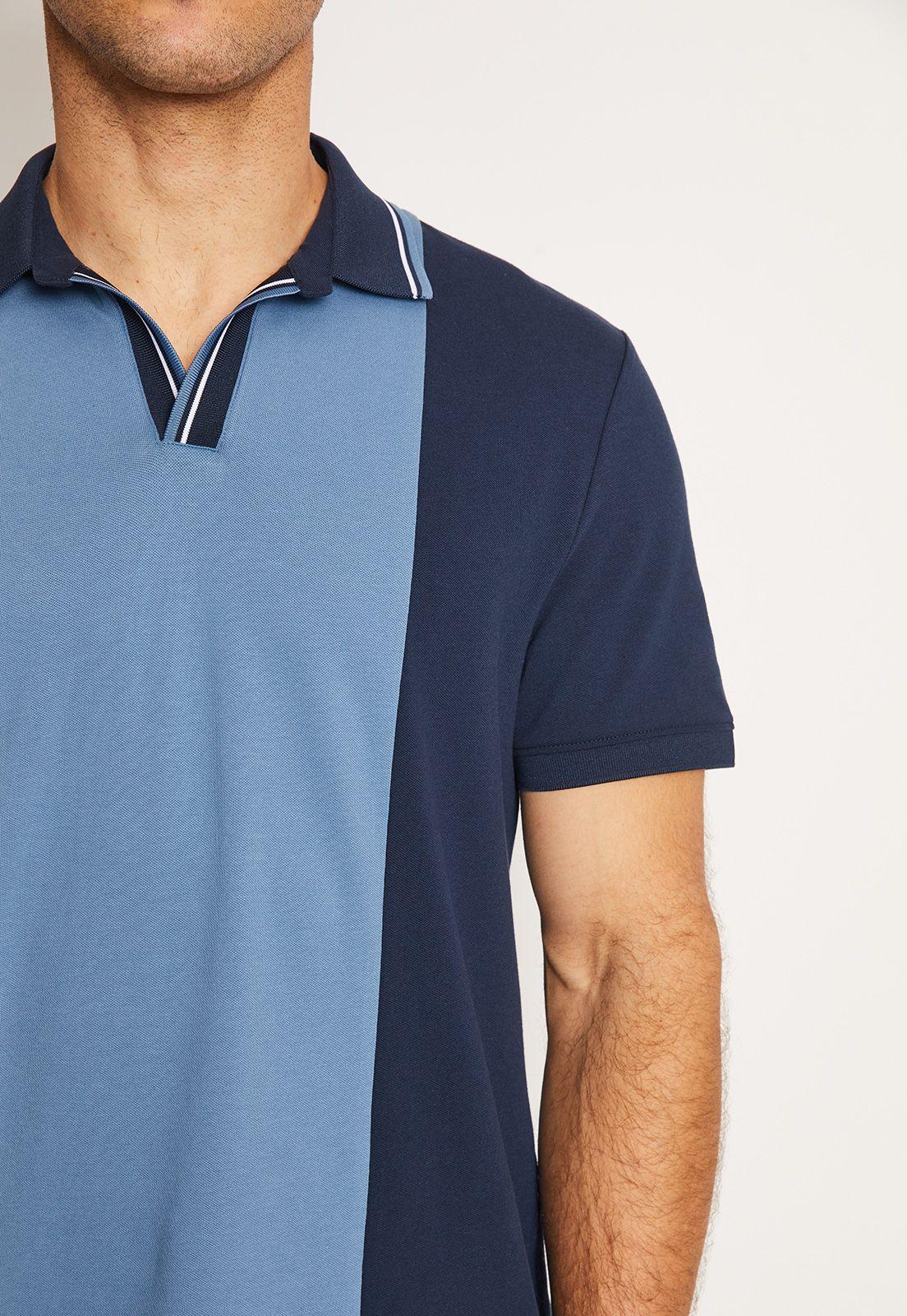 Polera Hombre Polo Bi Color Azul-3