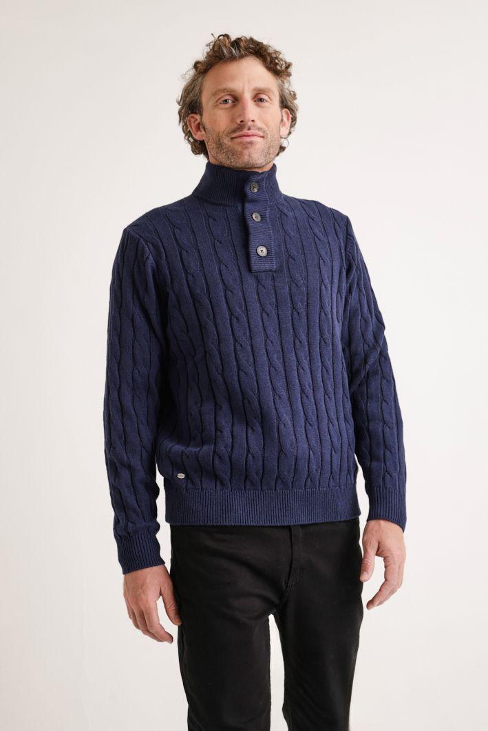 Sweater Hombre Pier Trenzado Azul-0