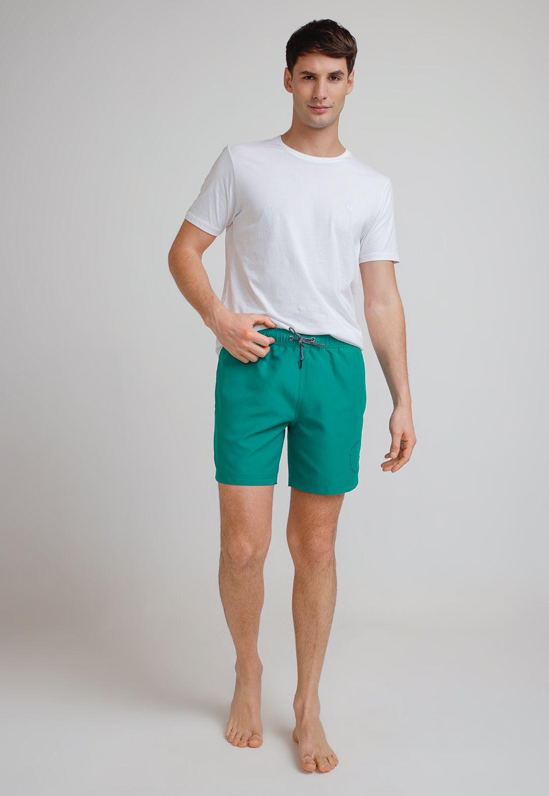 Traje De Baño Hombre Liso Verde-3