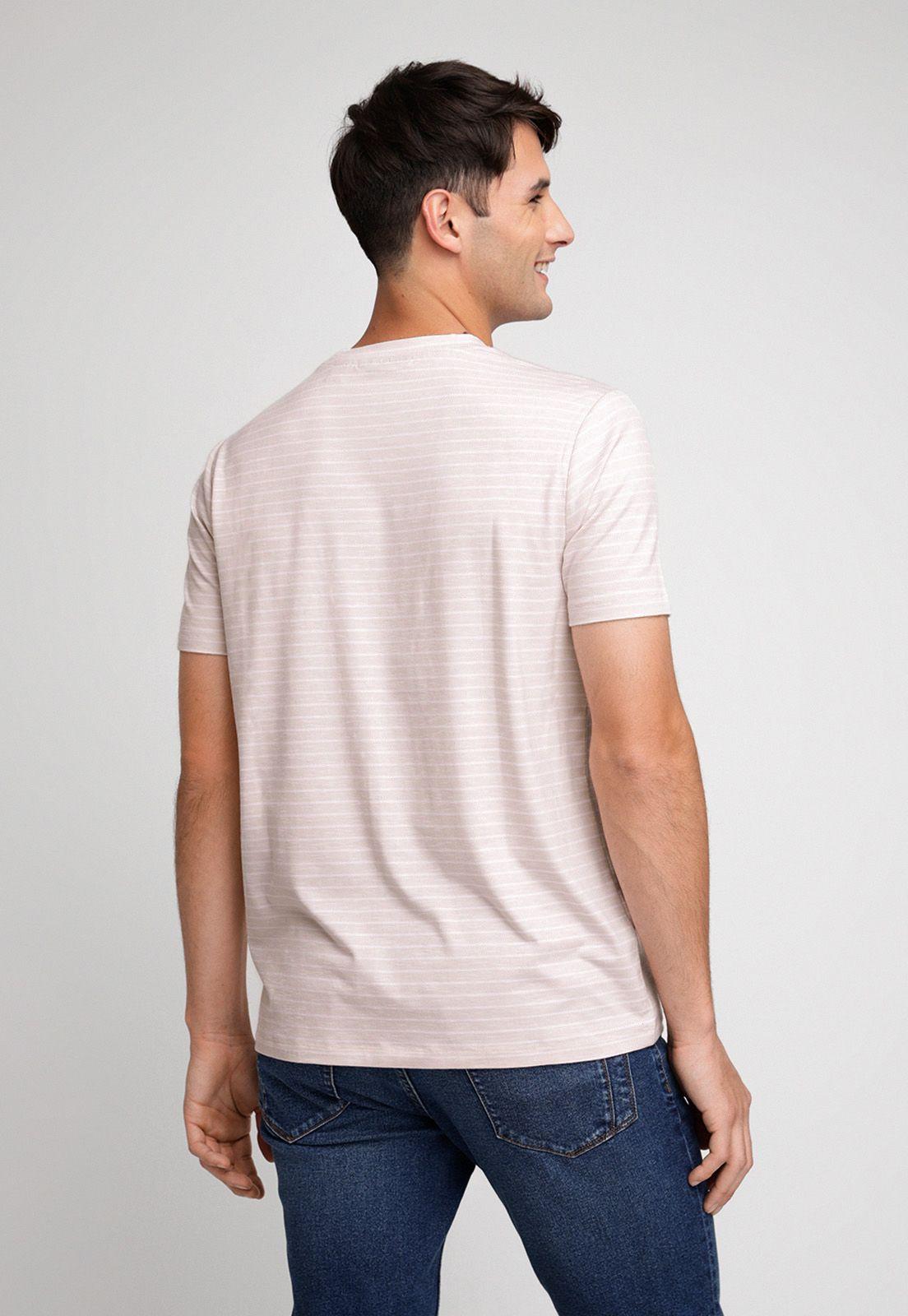 Polera Hombre Algodón Listada Rosa-1