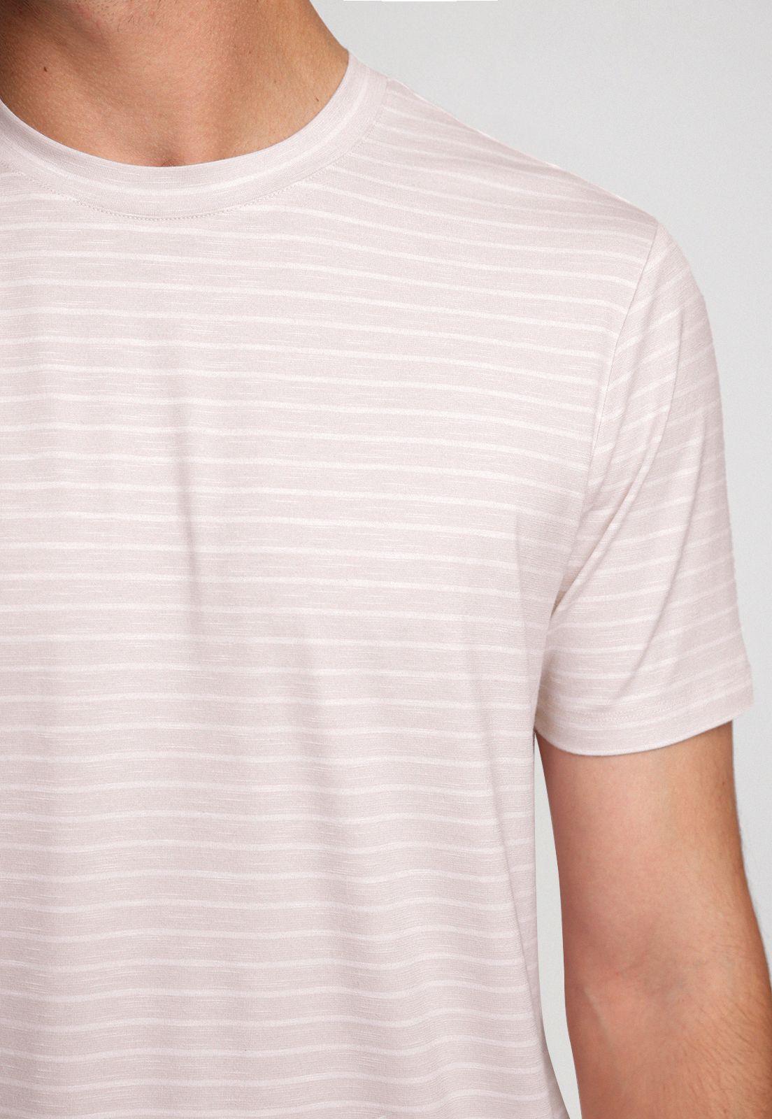 Polera Hombre Algodón Listada Rosa-2