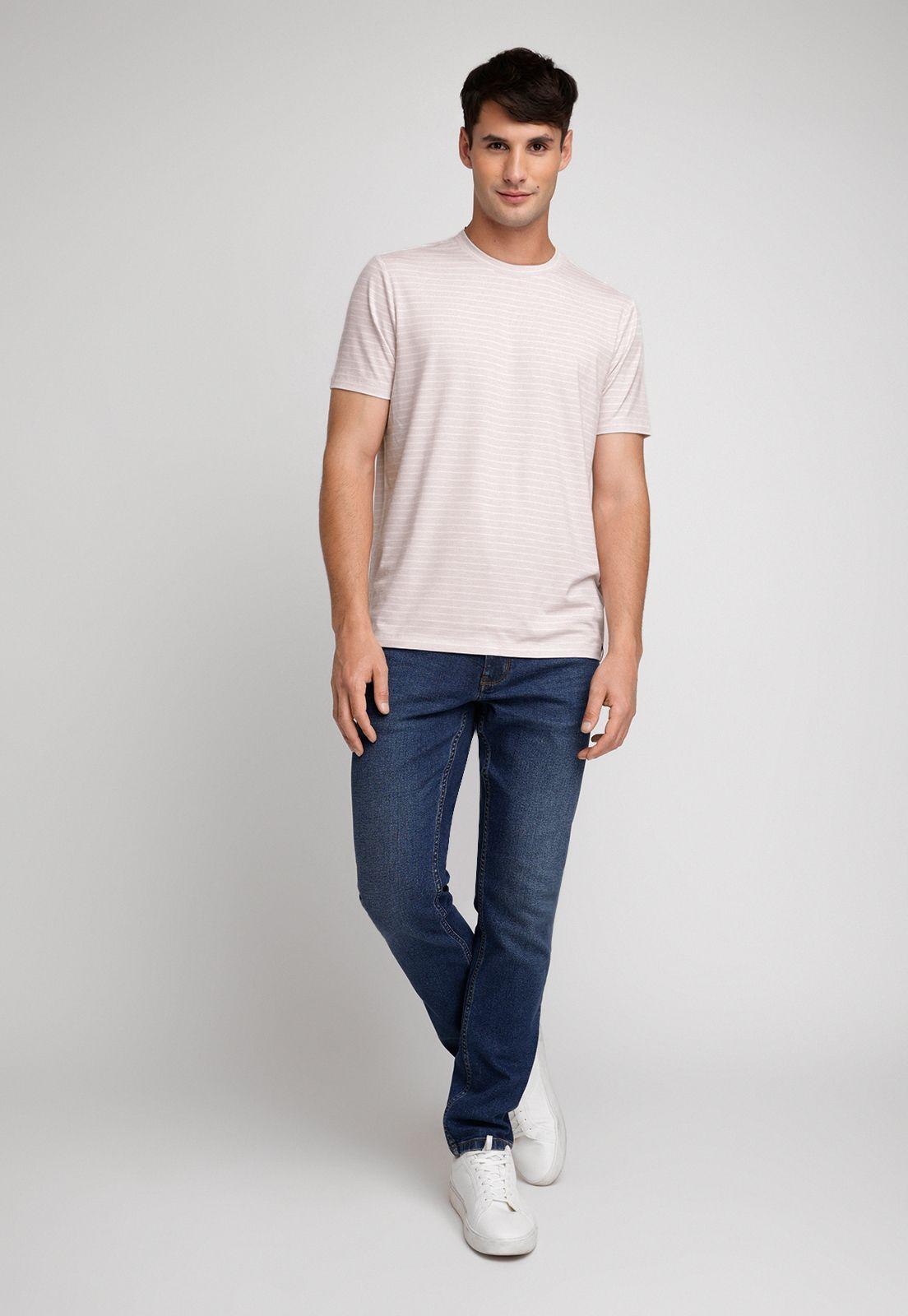 Polera Hombre Algodón Listada Rosa-3