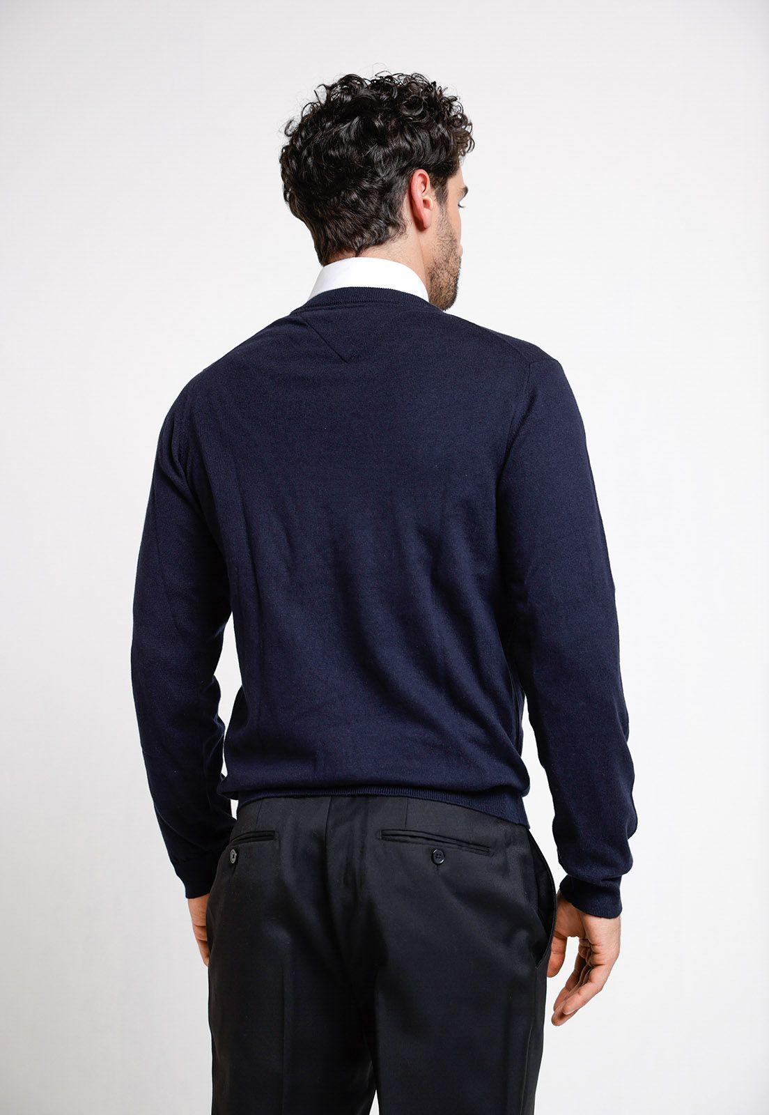 Tejido Hombre Formal Cuello V Azul Marino-1