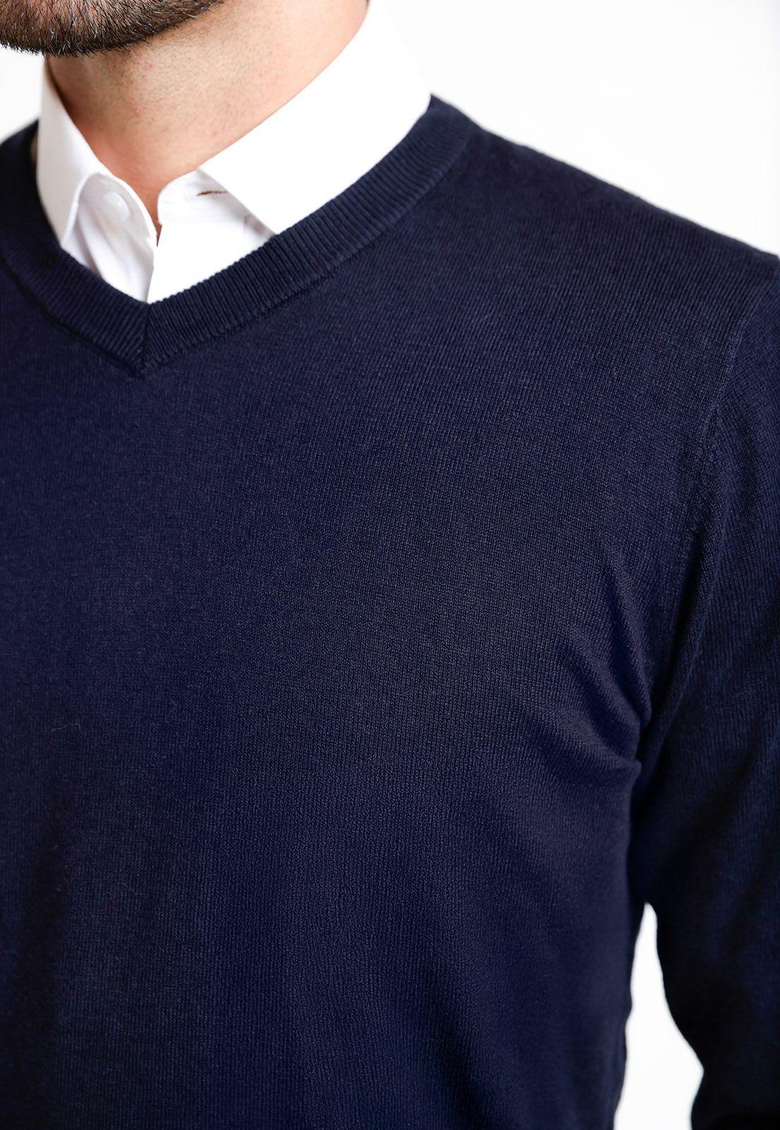 Tejido Hombre Formal Cuello V Azul Marino-2