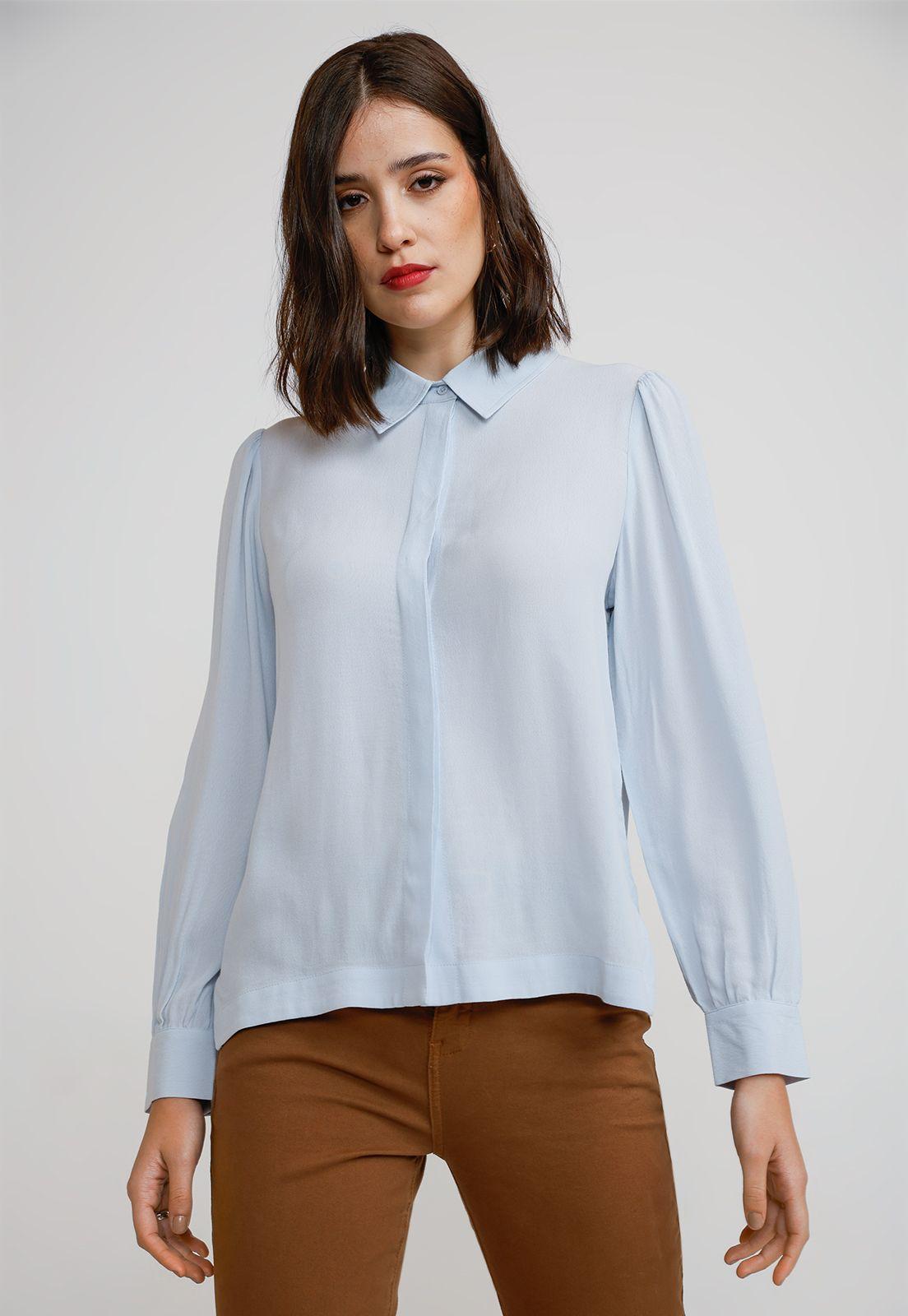 Blusa Mujer Viscosa Celeste-0