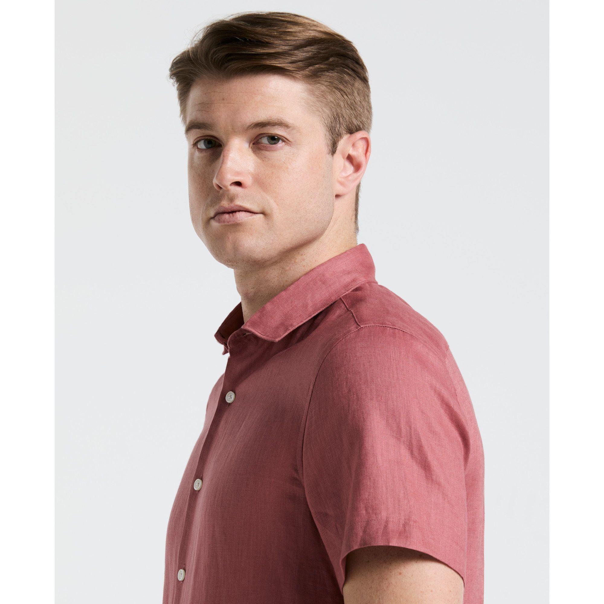 Camisa Hombre Lino Manga Corta Rouge 4KSW7059-2