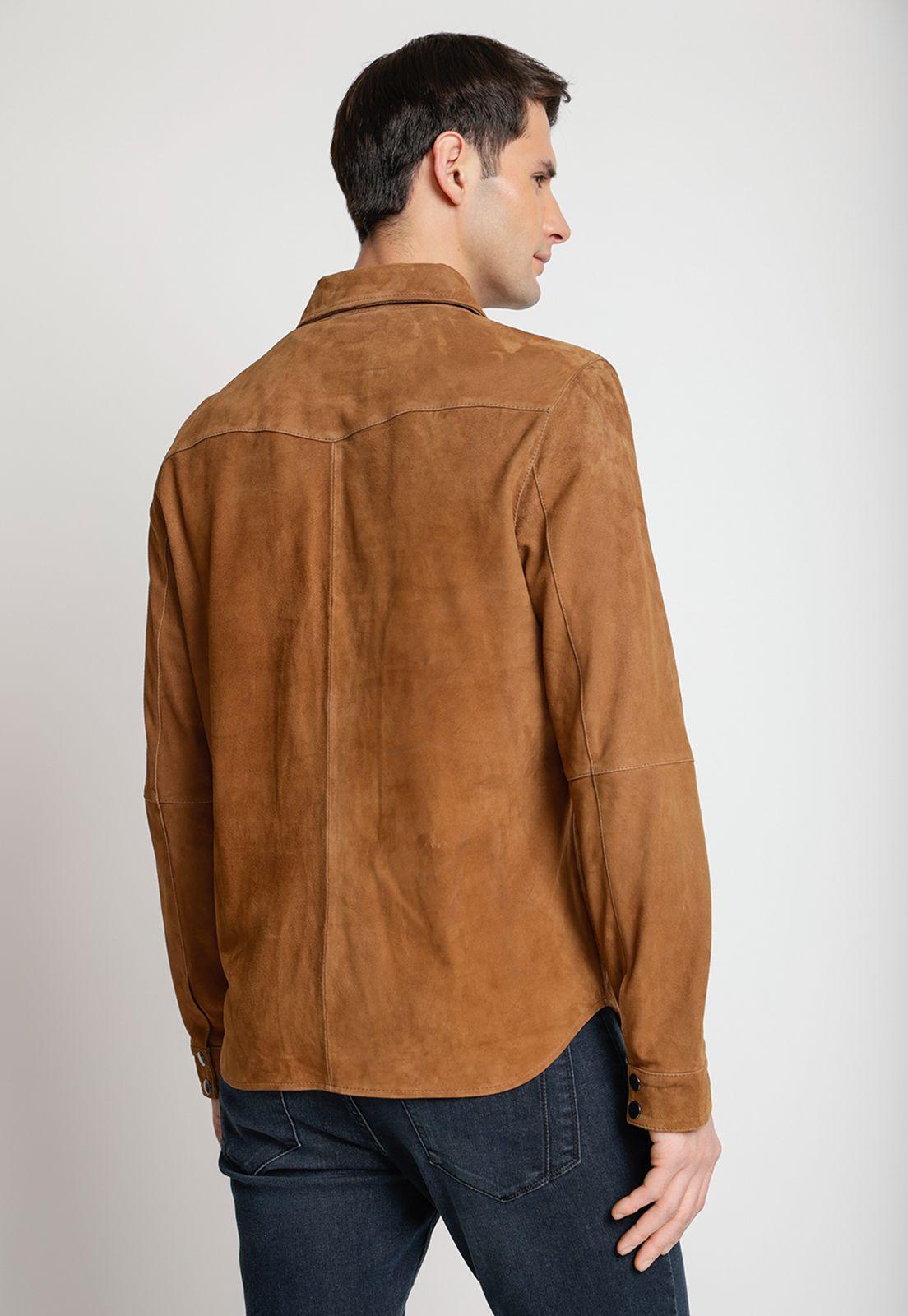 Sobrecamisa Cuero Suede Hombre Cognac-1