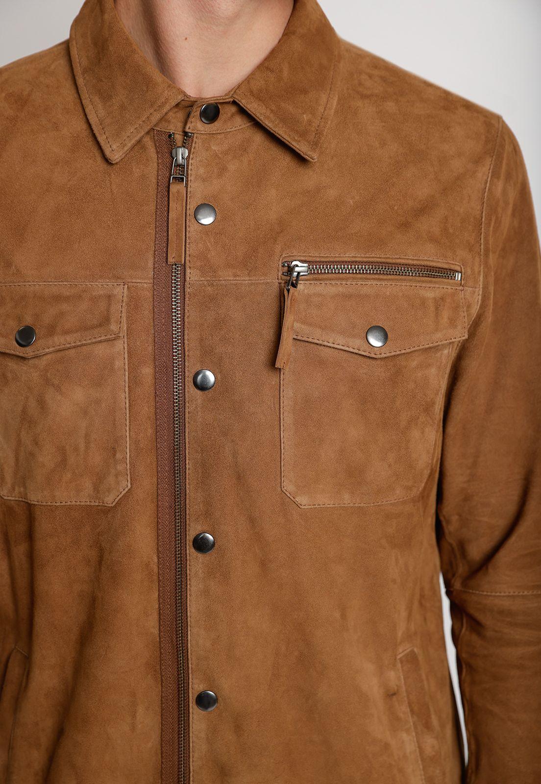 Sobrecamisa Cuero Suede Hombre Cognac-2