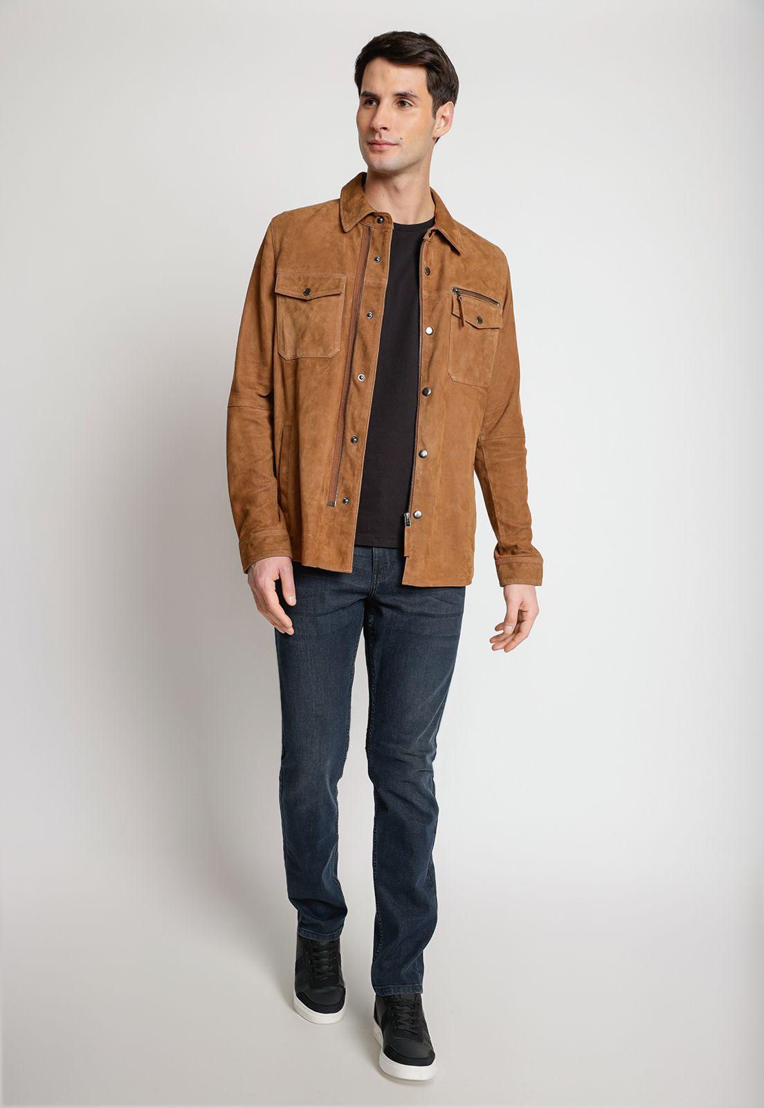 Sobrecamisa Cuero Suede Hombre Cognac-3