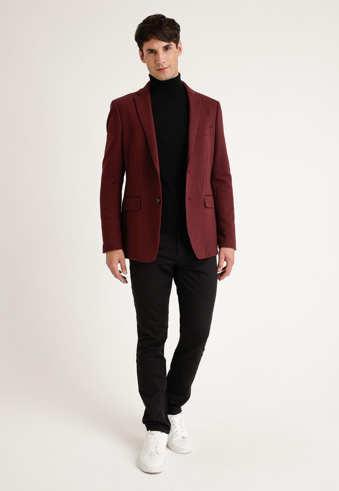 Chaqueta Casual Knit Burdeo-3