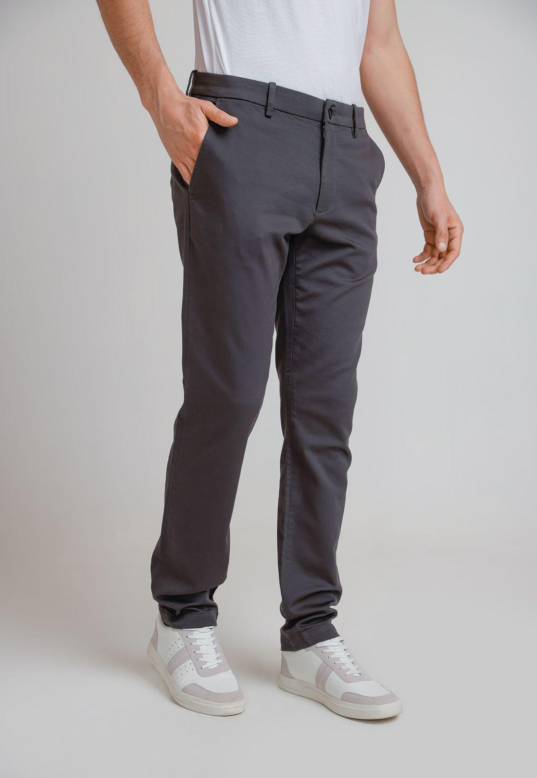 Pantalón Hombre Chino Gris Oscuro-0