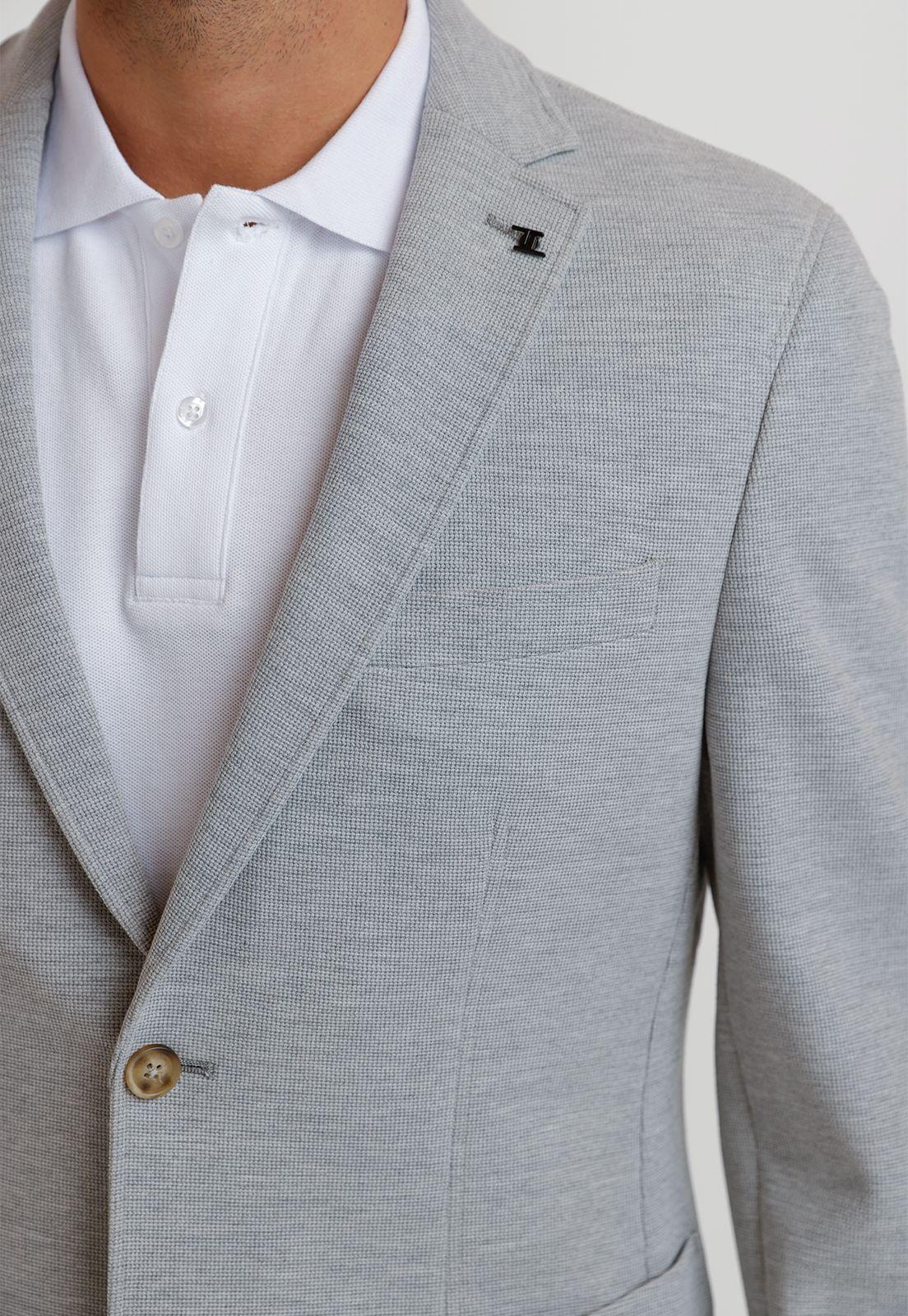 Chaqueta Hombre Tejida Basic Gris Melange-2