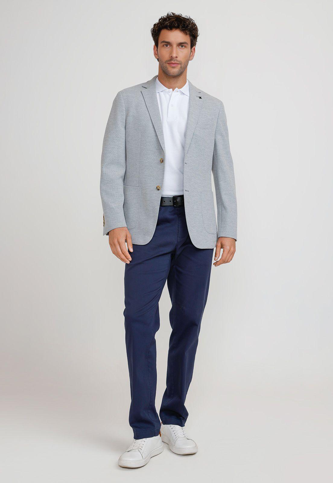 Chaqueta Hombre Tejida Basic Gris Melange-3