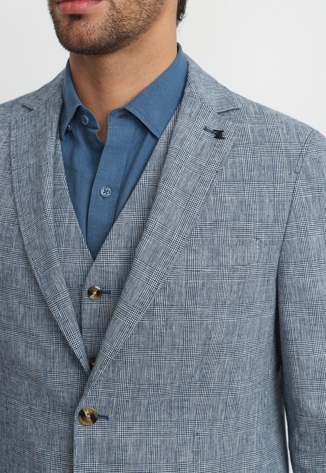 Chaqueta Hombre Lino Algodón Caden Azul Marino-2