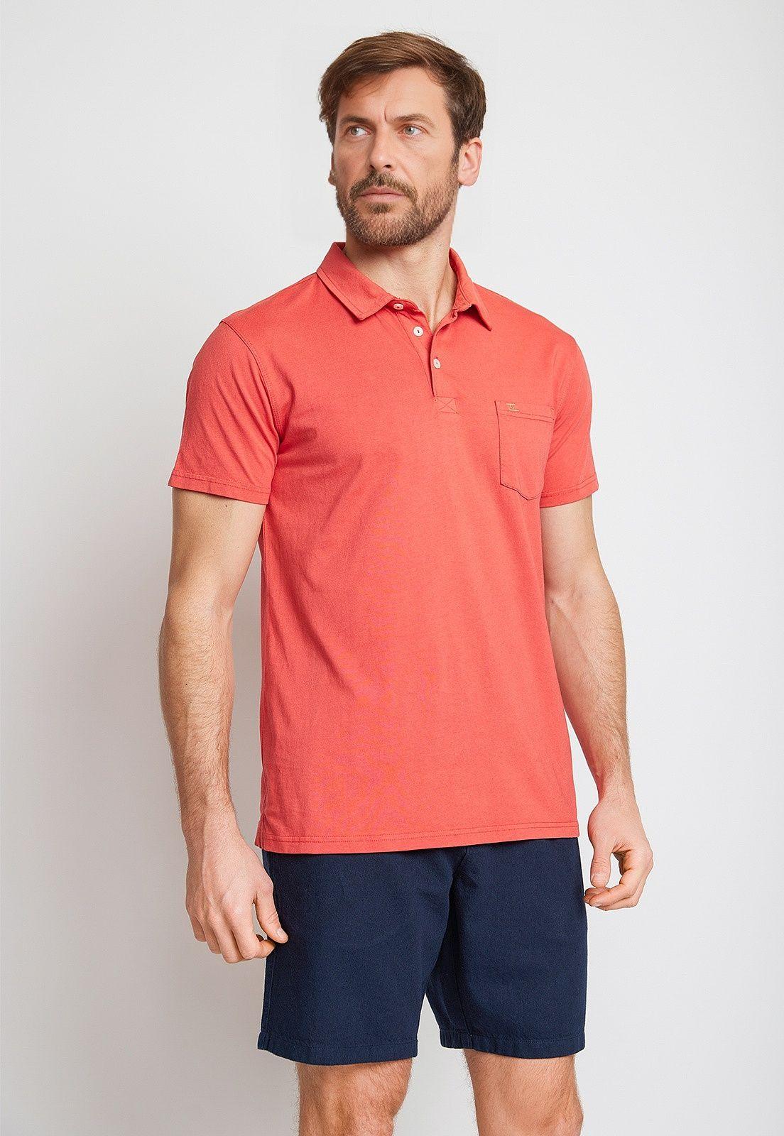 Polera Hombre Algodón Polo Slim Marc Coral-0