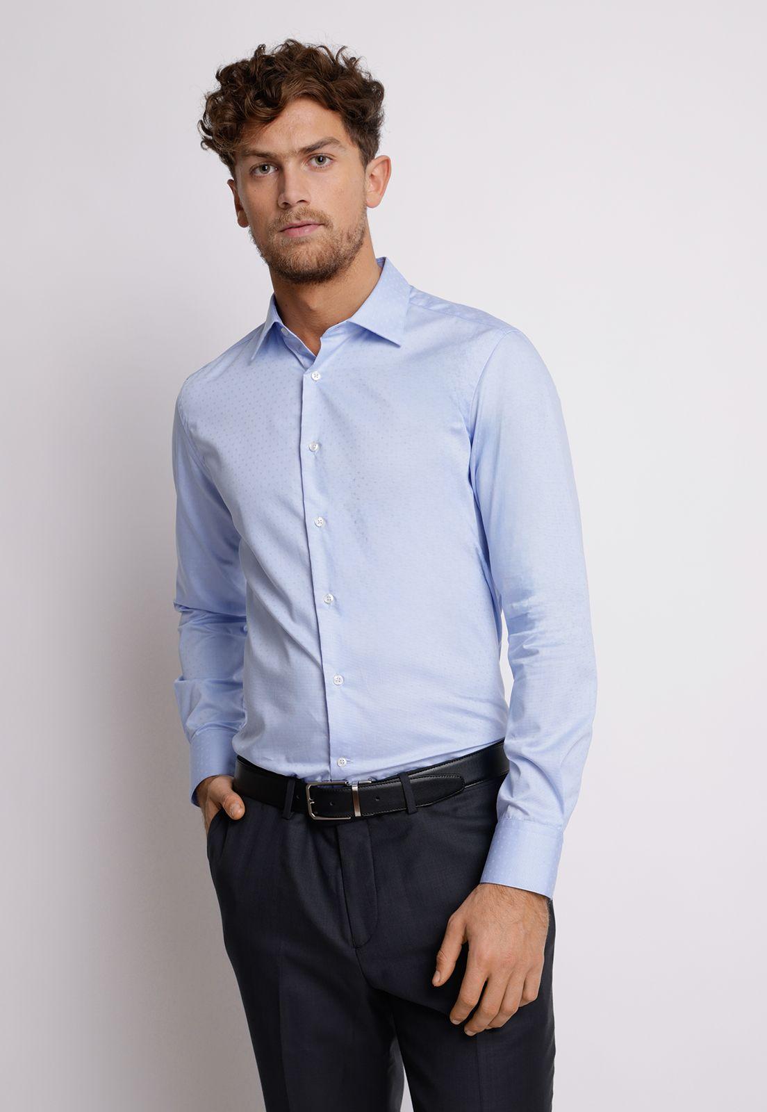 Camisa hombre Formal Slim Fit Vercelli Algodón Celeste-0
