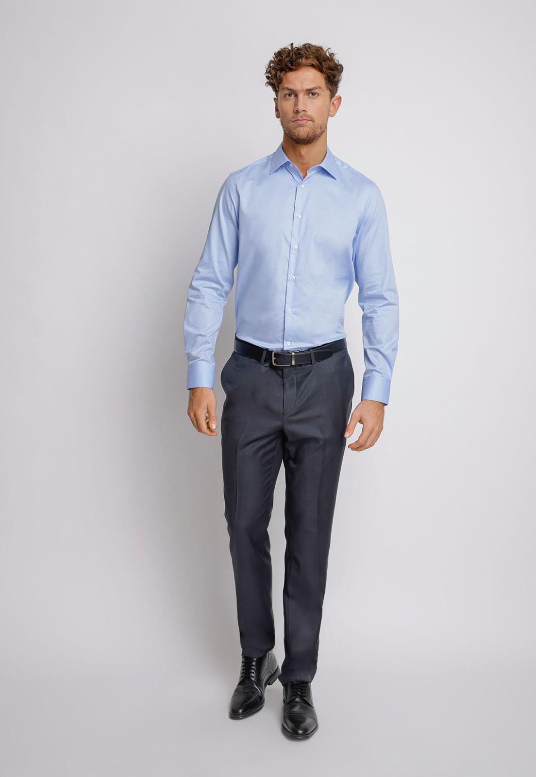 Camisa hombre Formal Slim Fit Vercelli Algodón Celeste-4