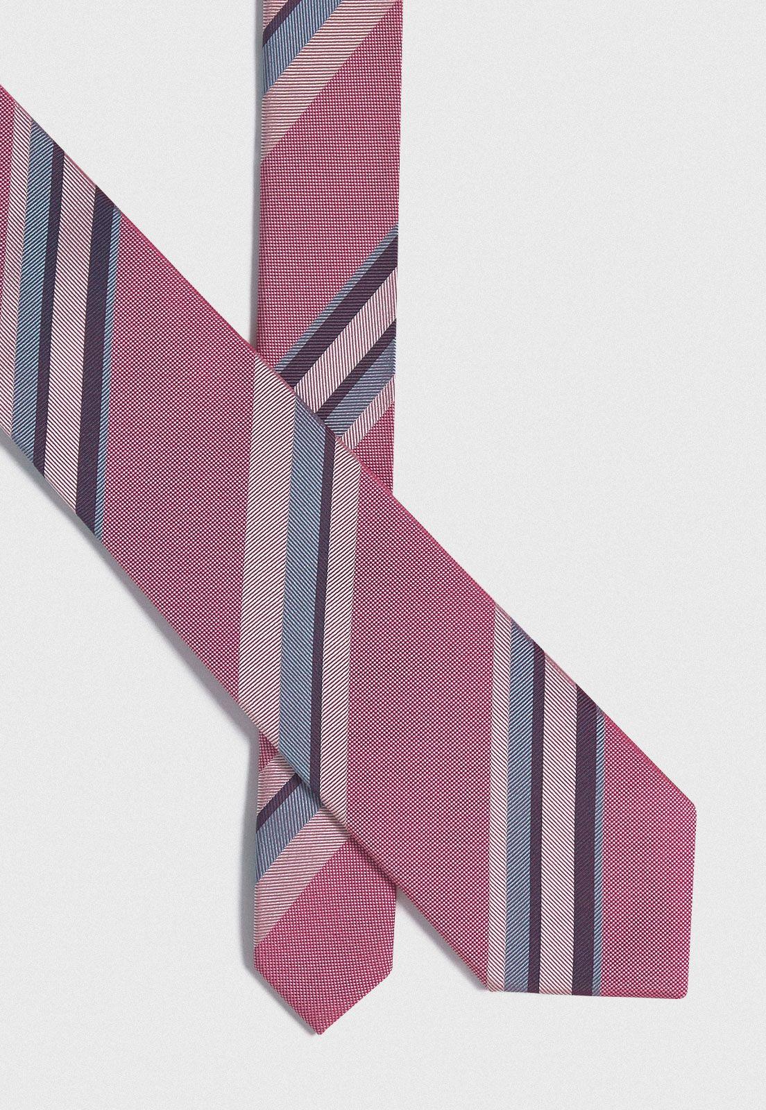 Corbata Formal Hombre Seda Rayas Executive Rosado-1