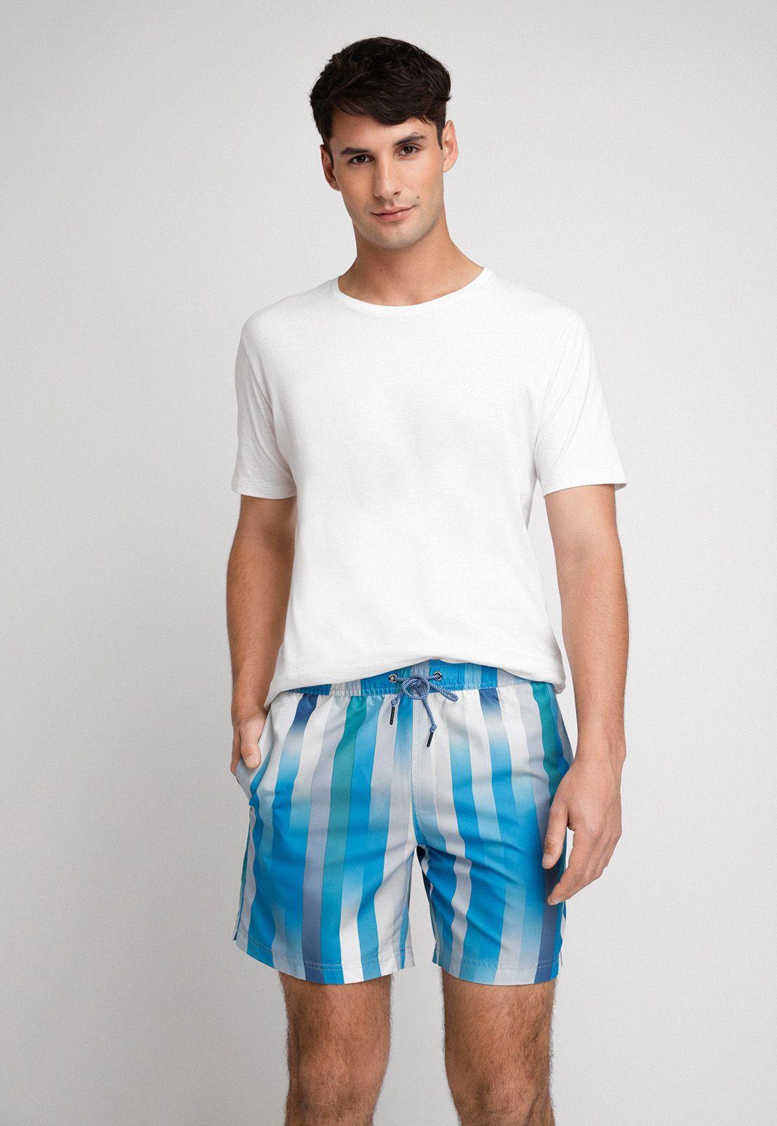 TRAJE DE BAÑO HOMBRE ESTAMPADO CELESTE-0