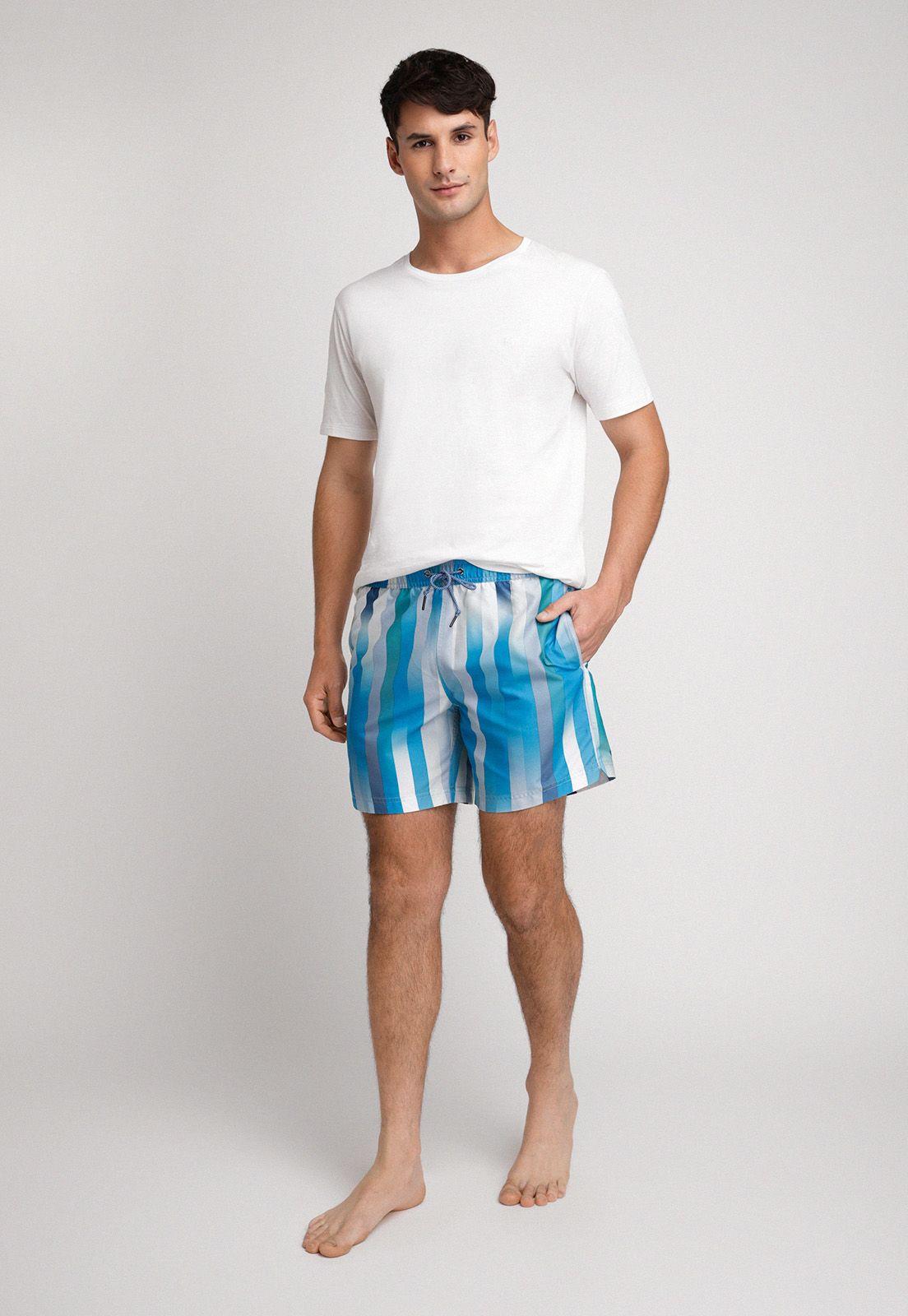 TRAJE DE BAÑO HOMBRE ESTAMPADO CELESTE-3