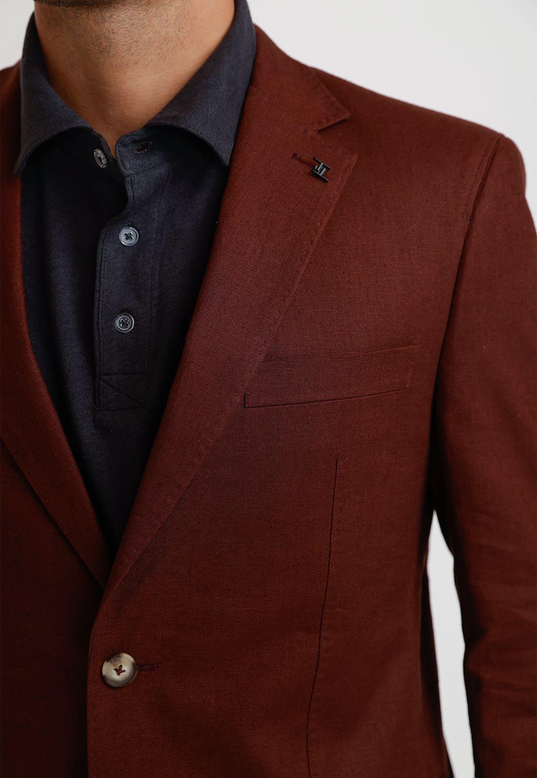 Chaqueta Hombre Lino Cesar Burdeo-2