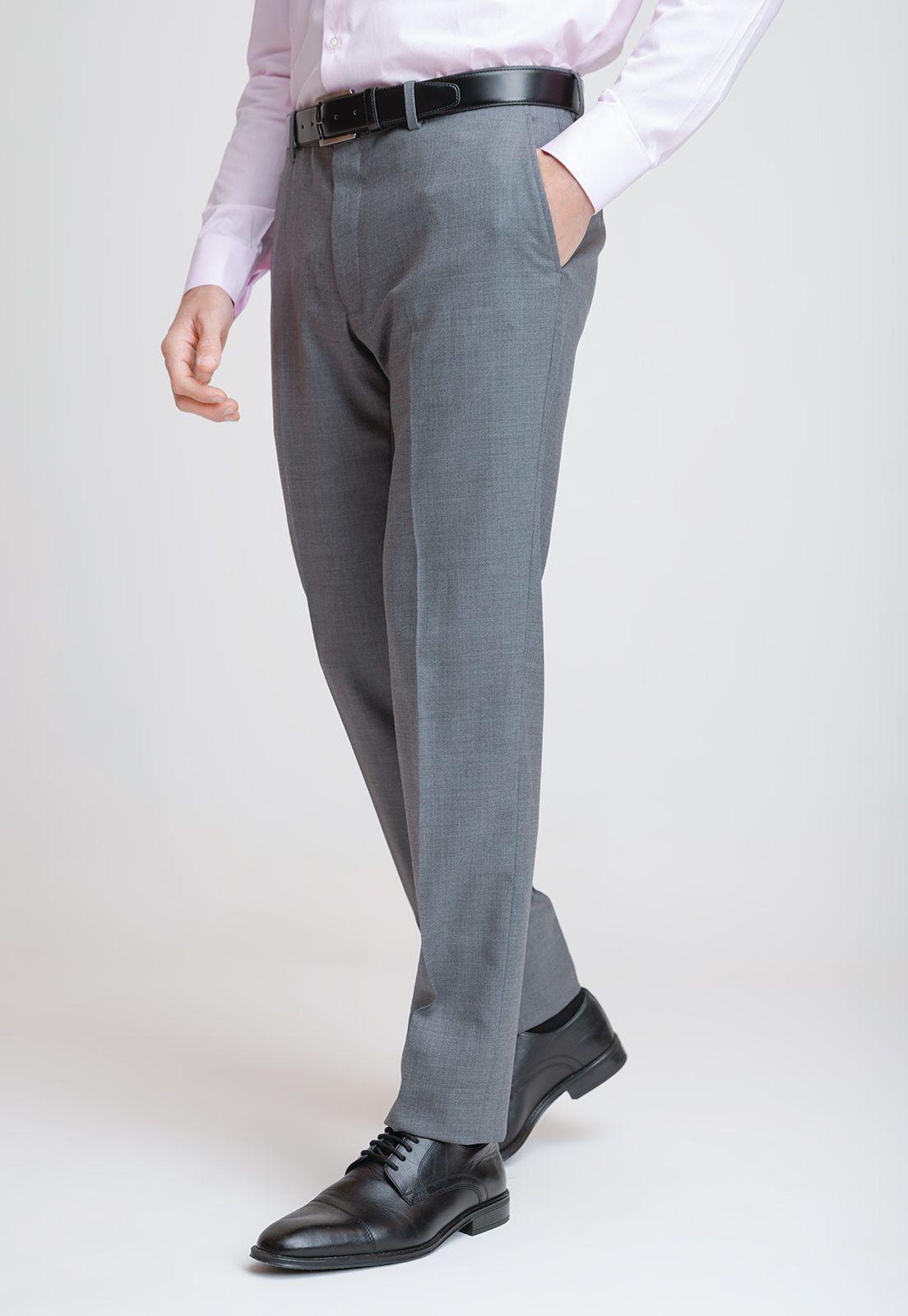 Pantalón Formal Hombre Lana S100'S Liso Slim Perfect Suit Gris-0