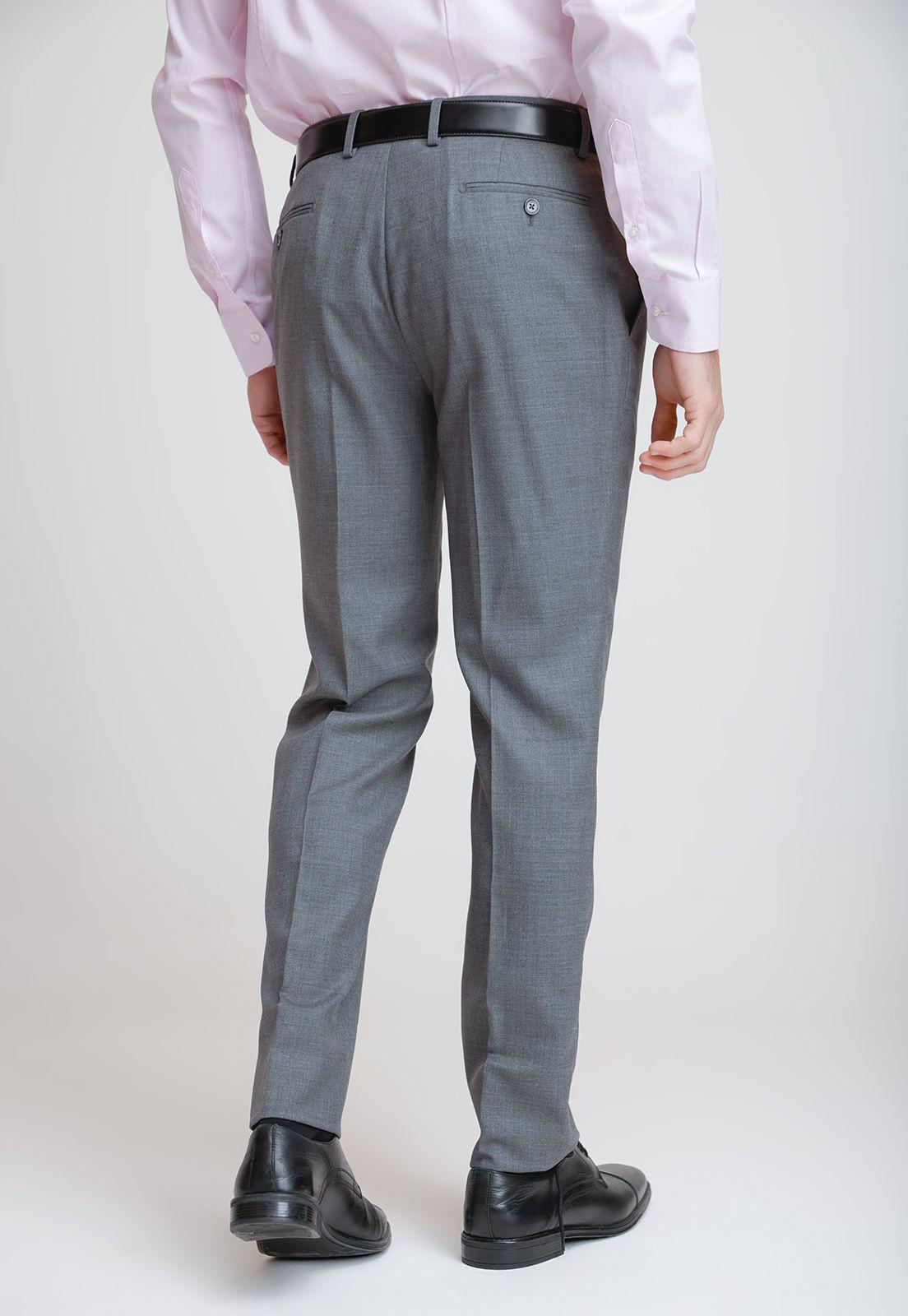 Pantalón Formal Hombre Lana S100'S Liso Slim Perfect Suit Gris-1