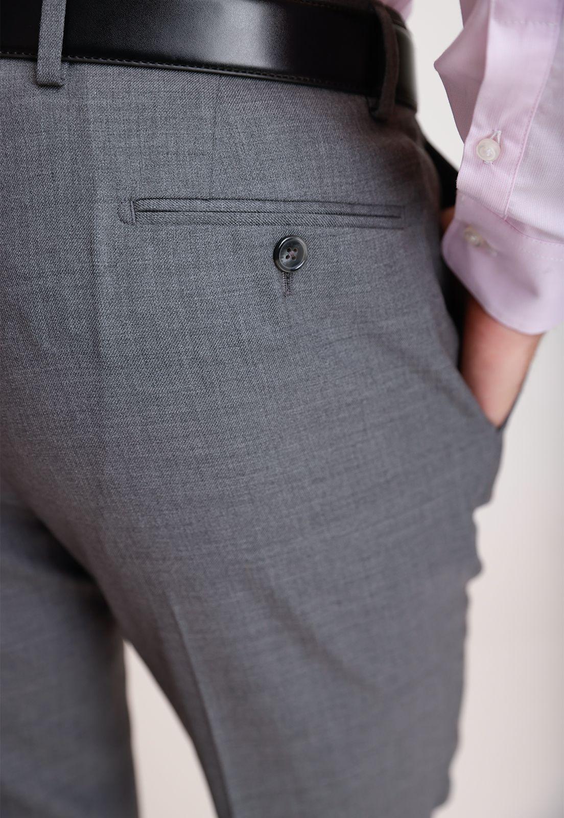 Pantalón Formal Hombre Lana S100'S Liso Slim Perfect Suit Gris-2