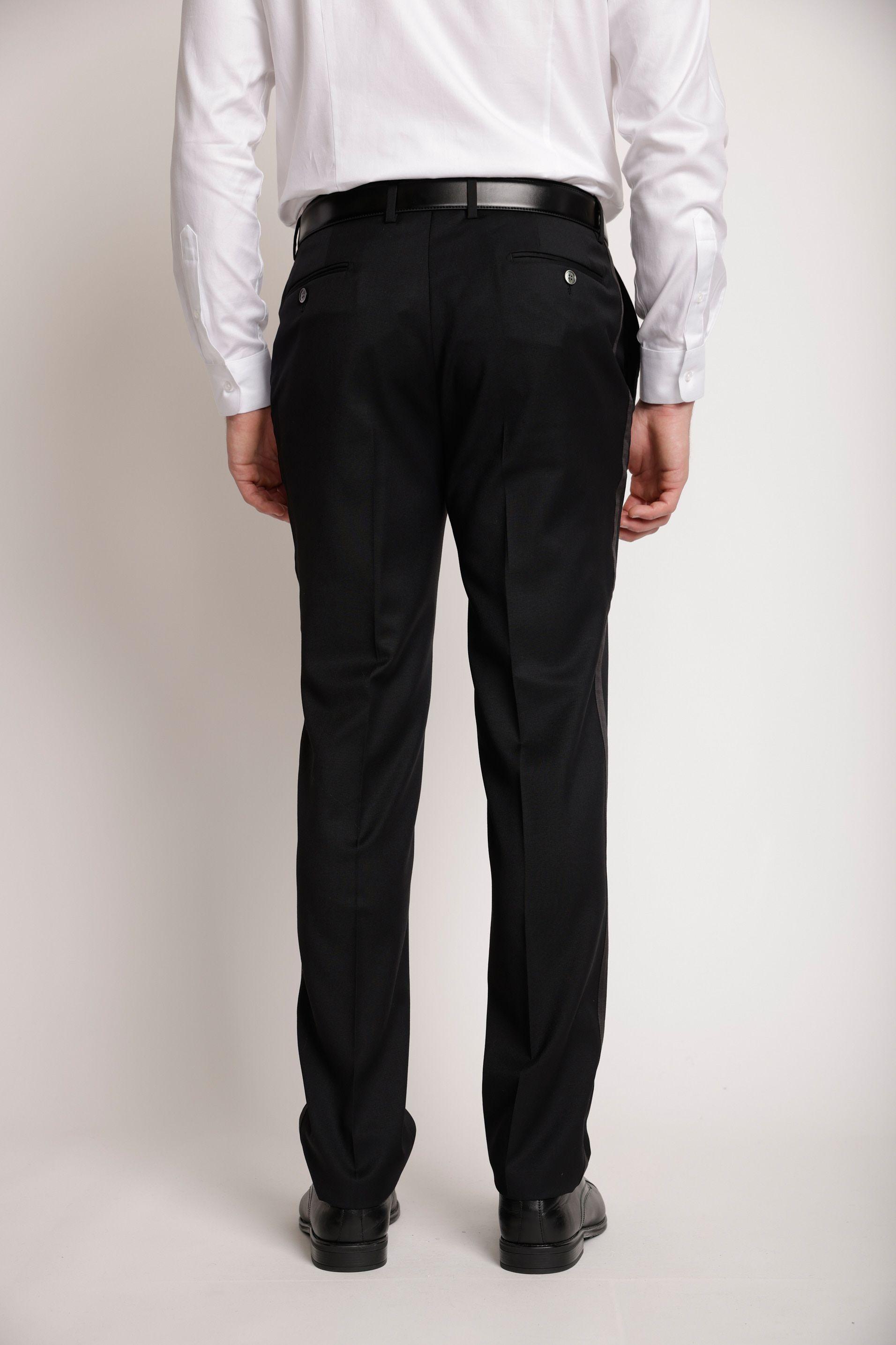 Pantalón Formal Hombre Lana S100'S Liso Slim Smoking Negro-1