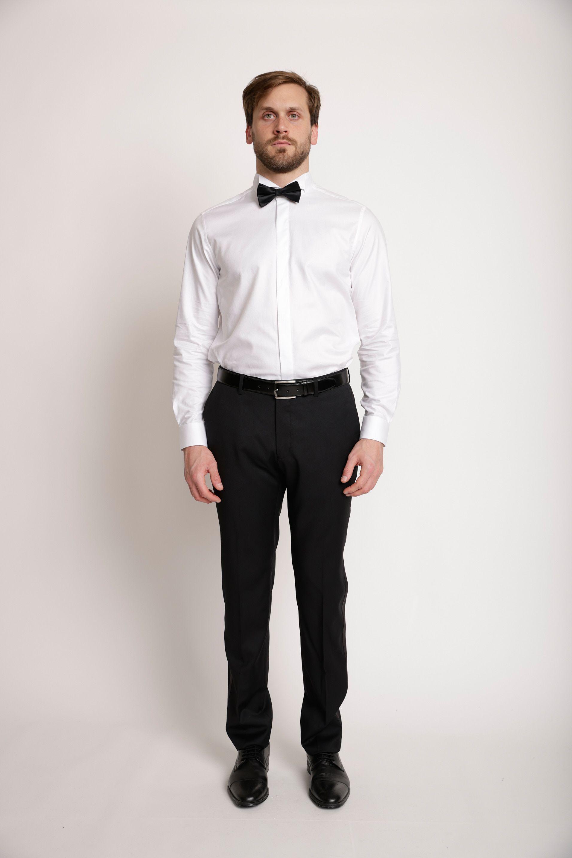 Pantalón Formal Hombre Lana S100'S Liso Slim Smoking Negro-3