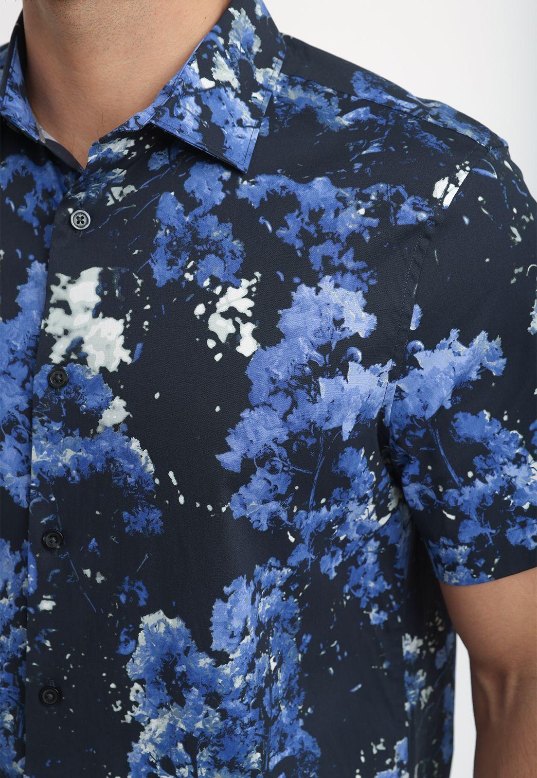 Camisa Hombre Manga Corta Estampada Navy 4KSW7034-2