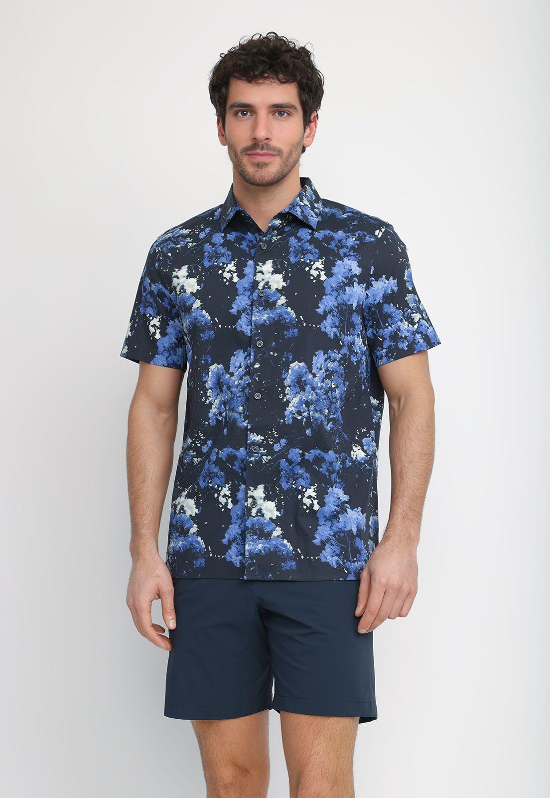Camisa Hombre Manga Corta Estampada Navy 4KSW7034-3