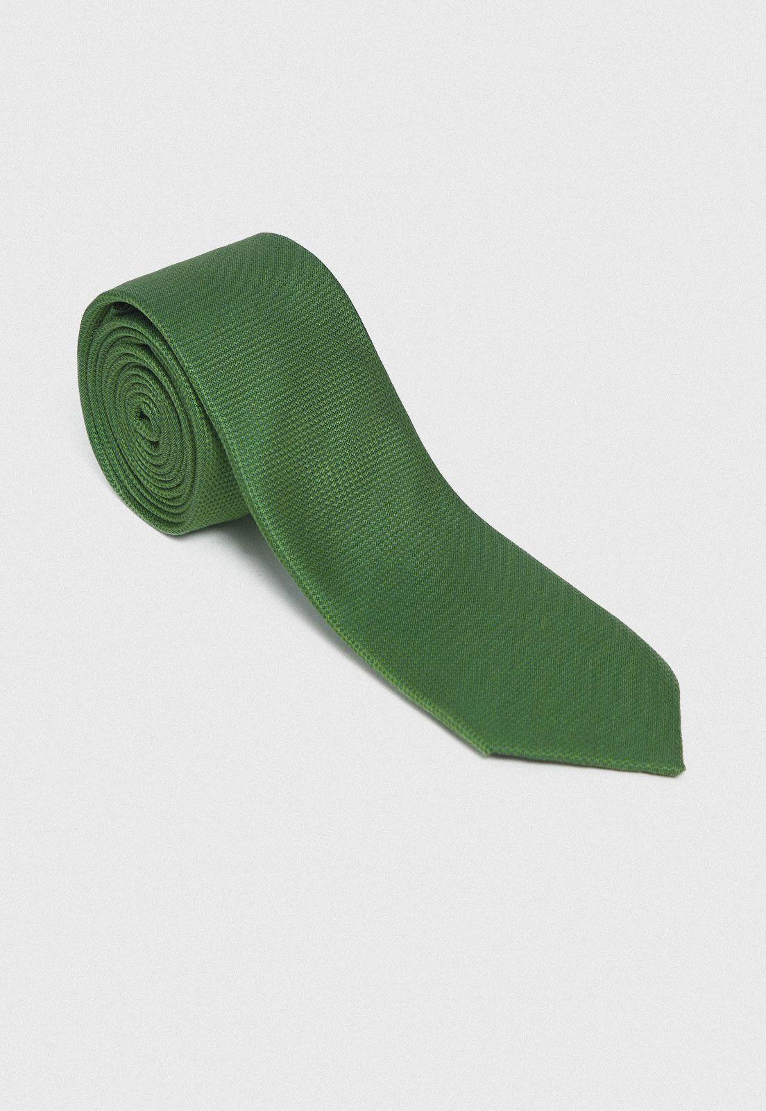 Corbata Formal Hombre Mezcla Seda Algodón Liso Executive Verde-0
