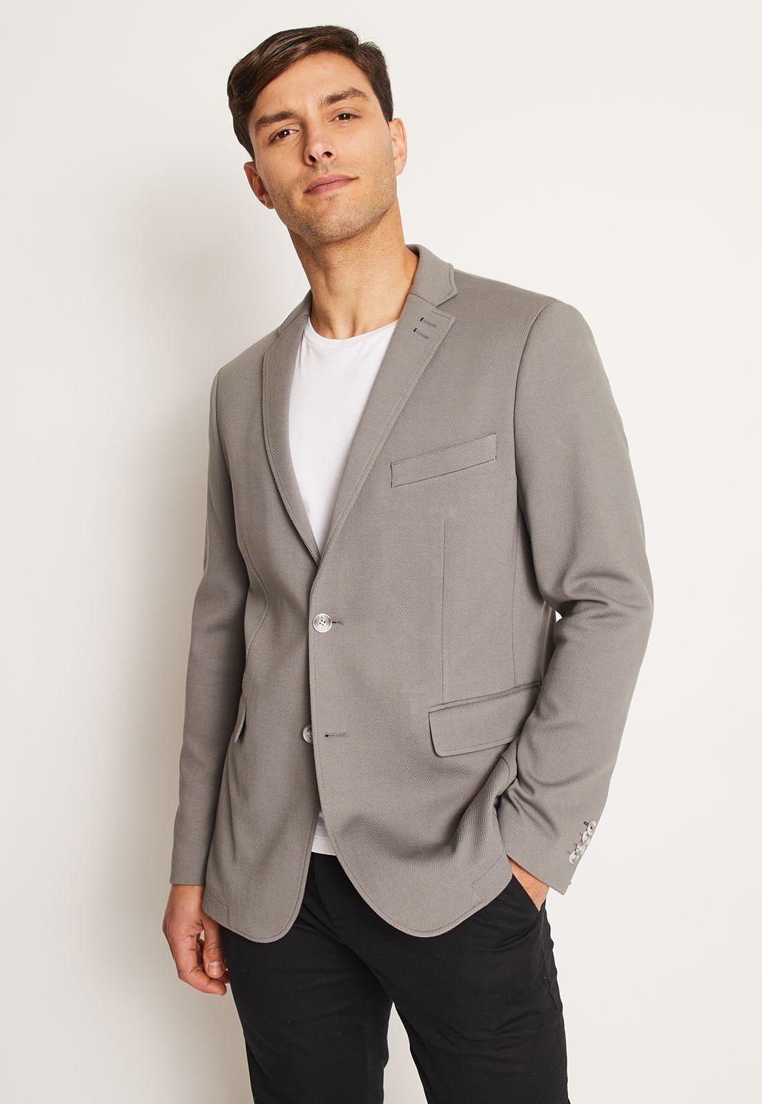 Chaqueta Hombre Casual Knit Gris Claro-0