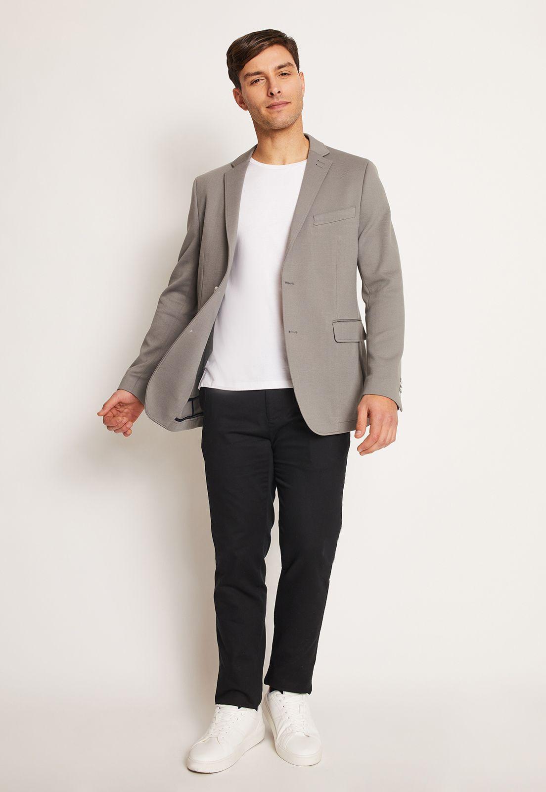Chaqueta Hombre Casual Knit Gris Claro-2