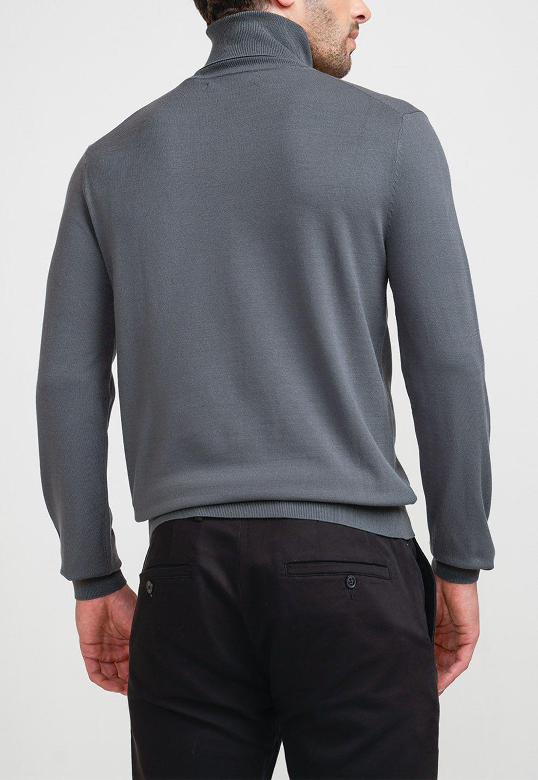 Sweater Hombre Cuello Alto Gris Oscuro-1