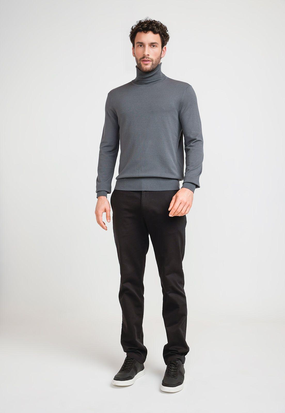 Sweater Hombre Cuello Alto Gris Oscuro-3