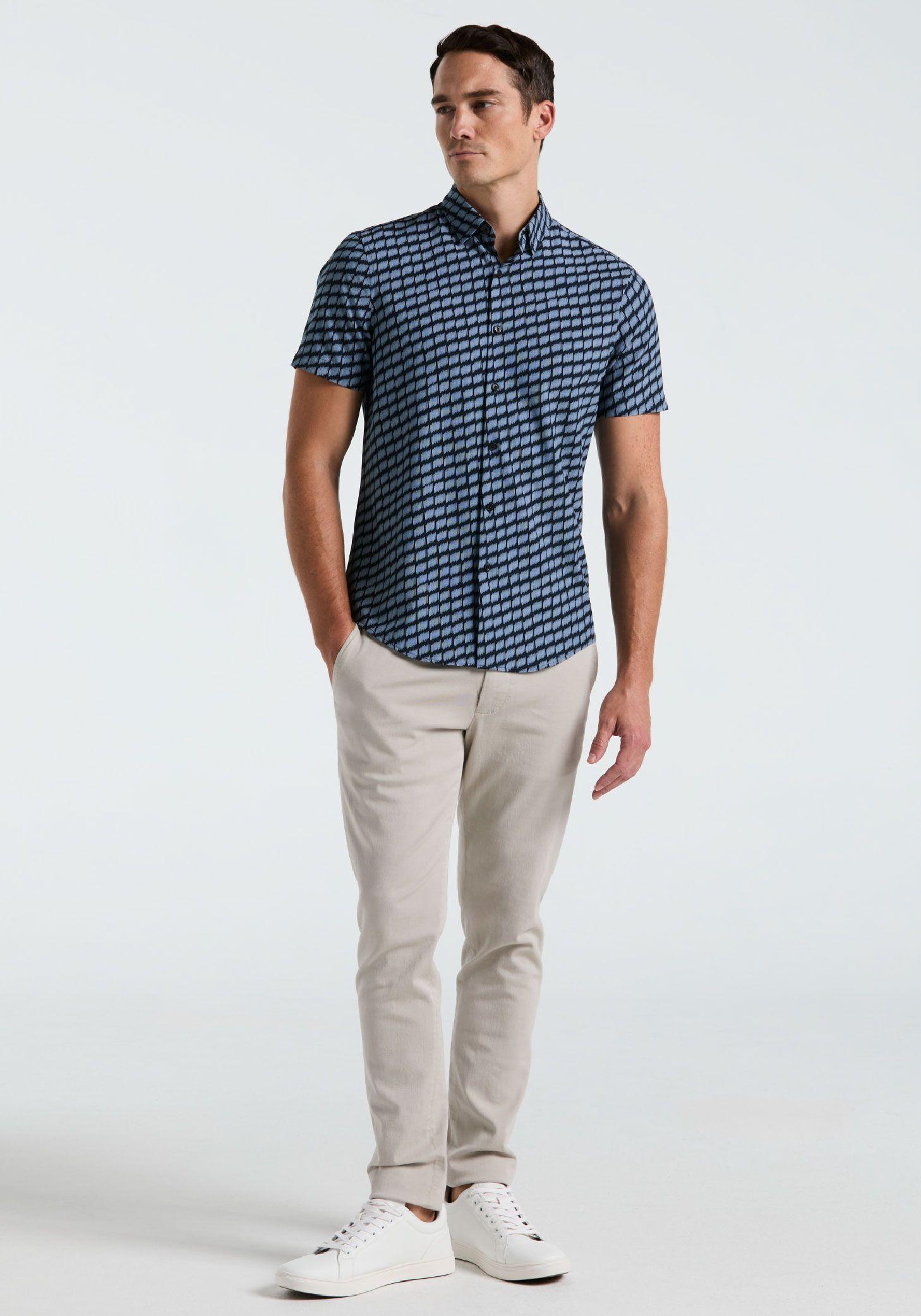 Camisa Hombre Manga Corta Estampada navy 4KSW7043-3