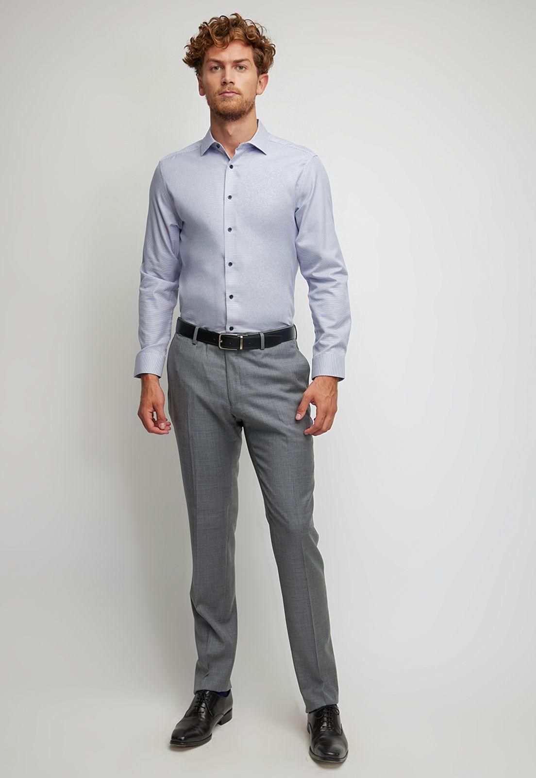 Camisa formal manga larga azulino Easy care (cuidado fácil)-3