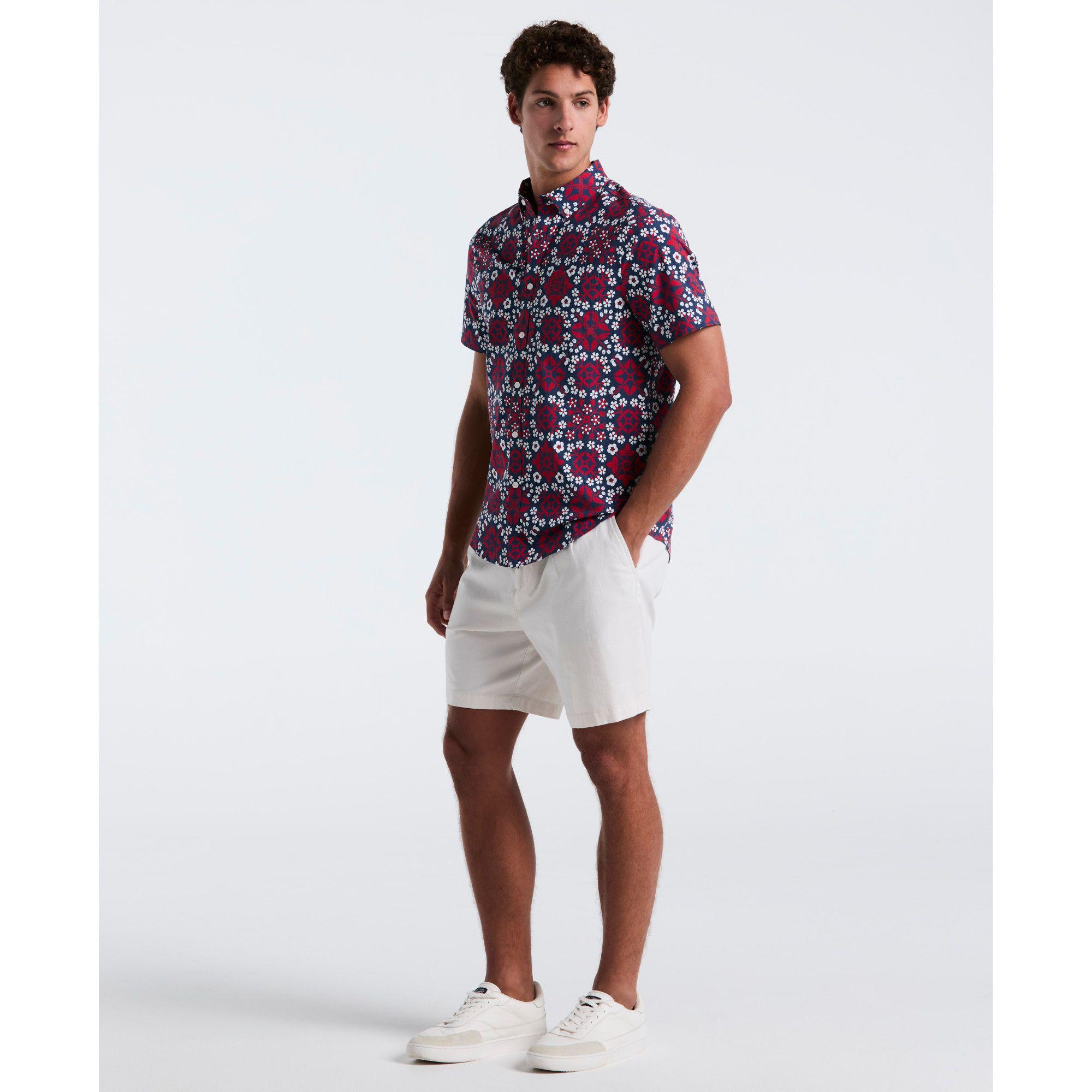 Camisa Hombre Manga Corta Estampada Roja-2