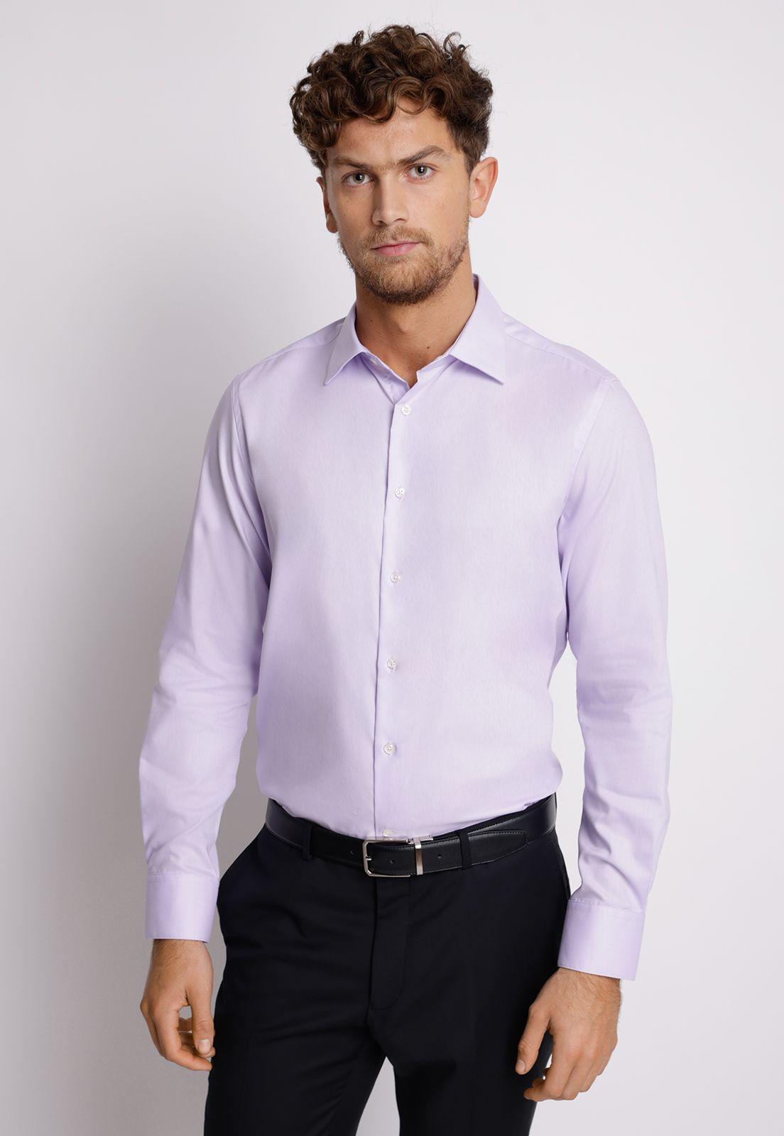 Camisa hombre Formal Slim Fit Vercelli Algodón Lila-0