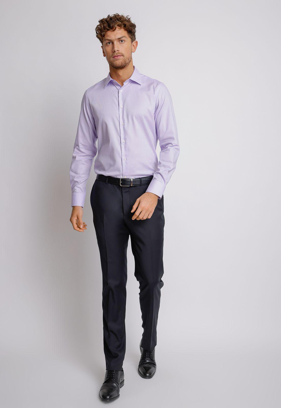 Camisa hombre Formal Slim Fit Vercelli Algodón Lila-4