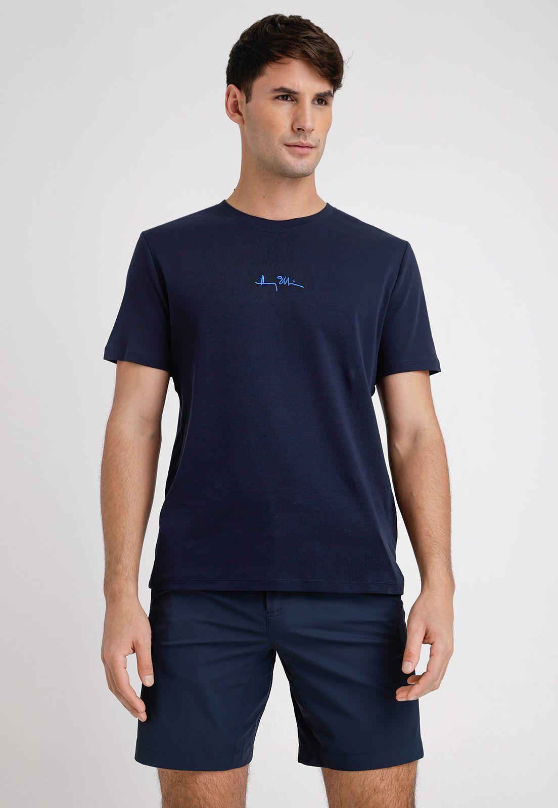 Polera Hombre Manga Corta Con Logo Navy-0