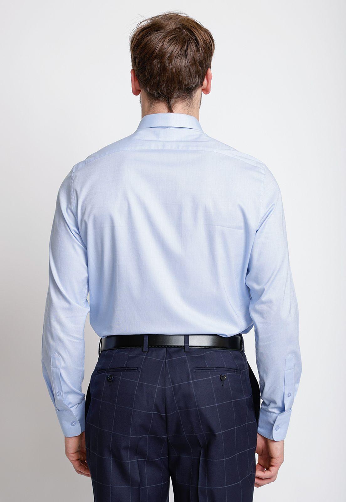 Camisa Formal Hombre Mezcla Algodón Liso Slim Dynamic Celeste-1