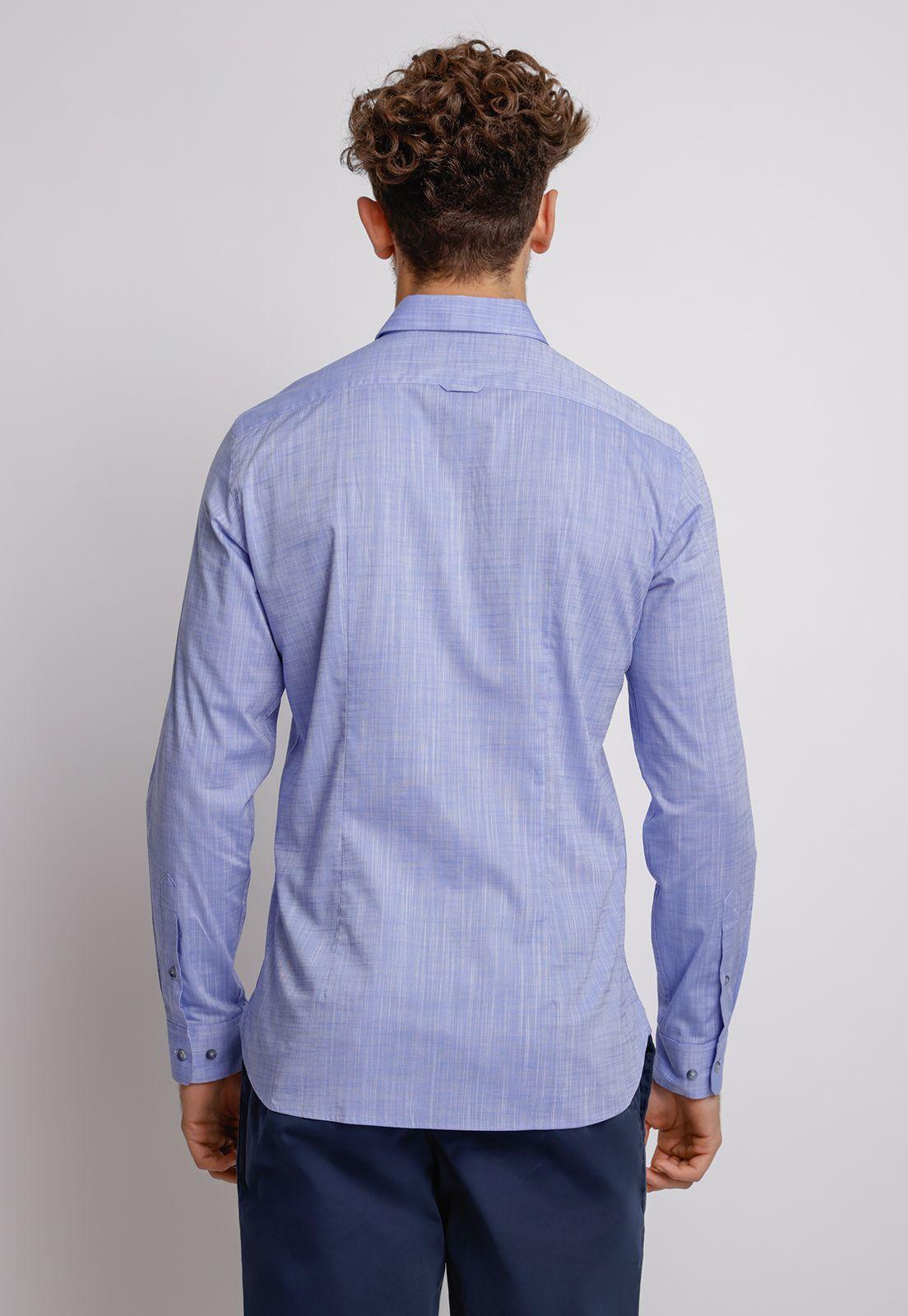 Camisa  hombre Casual Slim Fit Europe Algodón Azul-1
