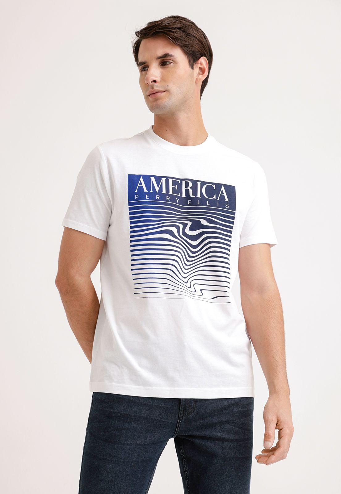 Polera Hombre Manga Corta Con Estampado Blanco-0