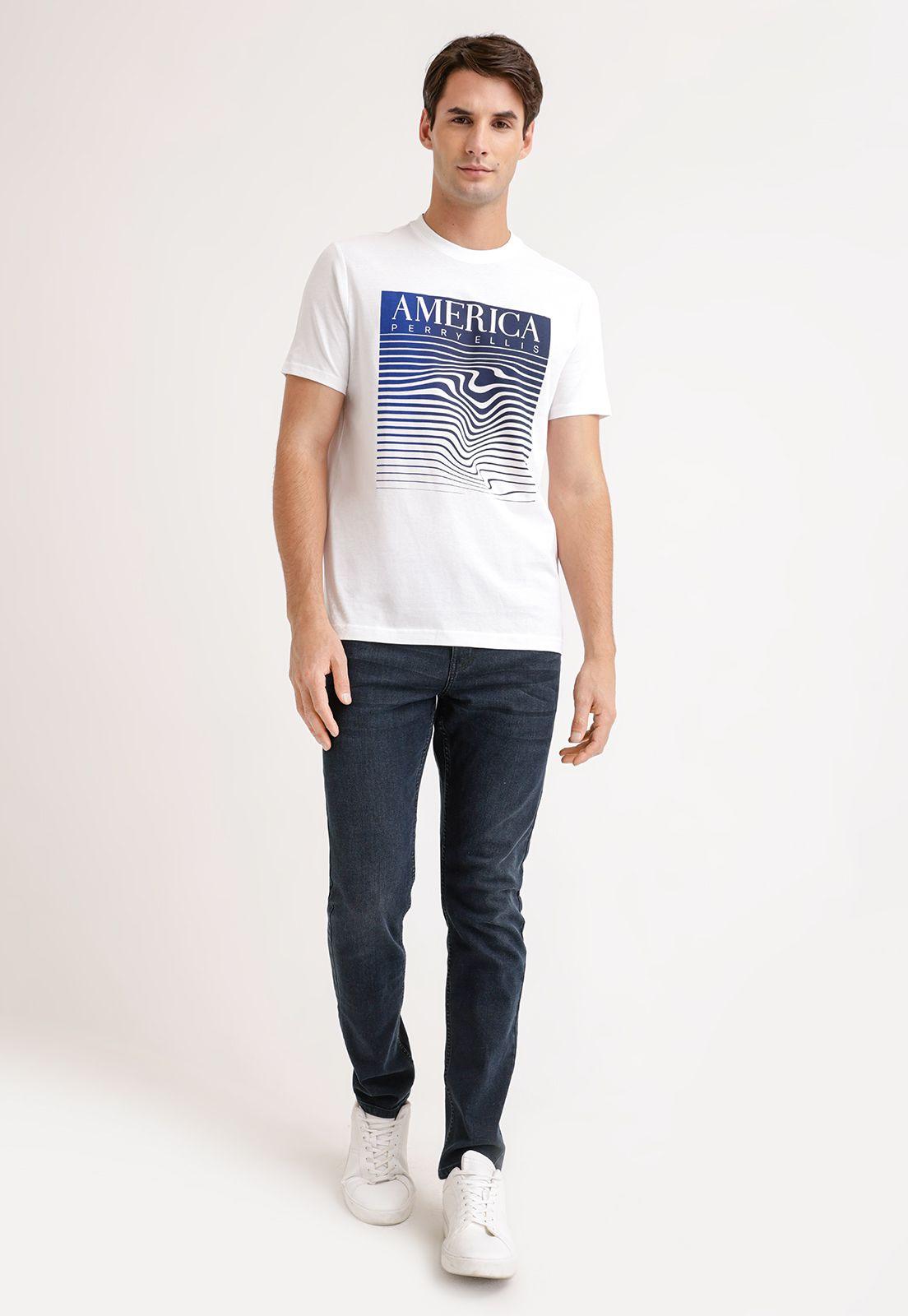 Polera Hombre Manga Corta Con Estampado Blanco-3
