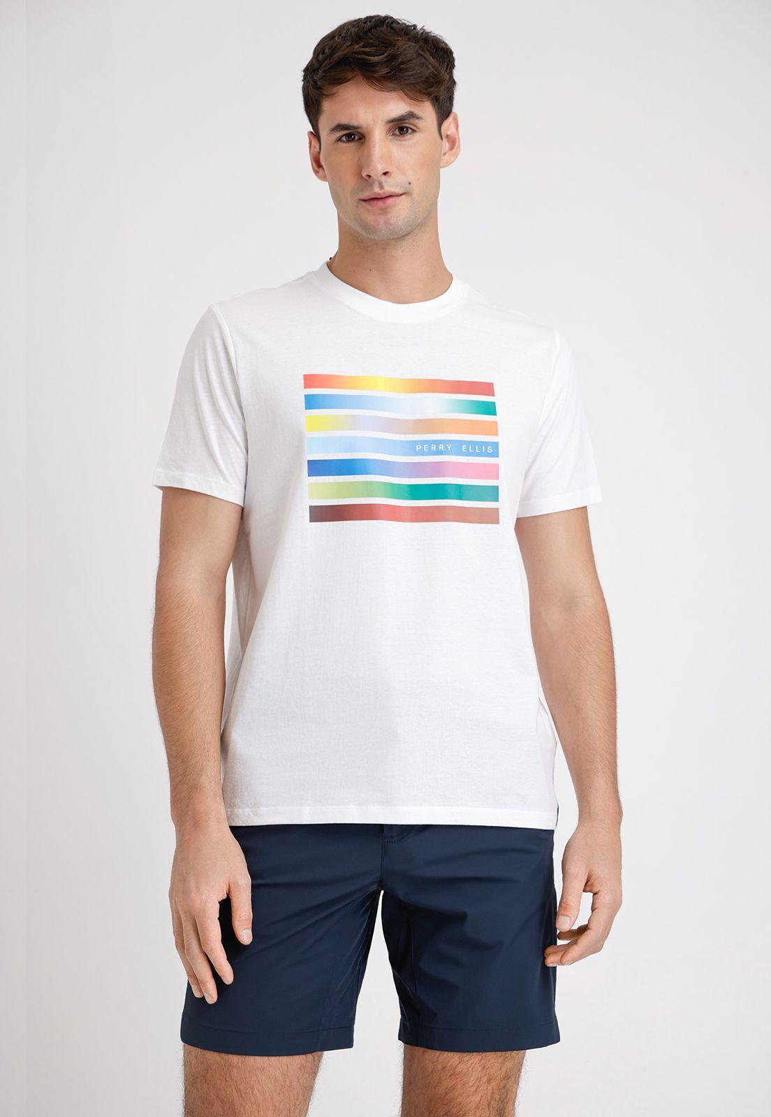 Polera Hombre Manga Corta Con Estampado Blanco-0